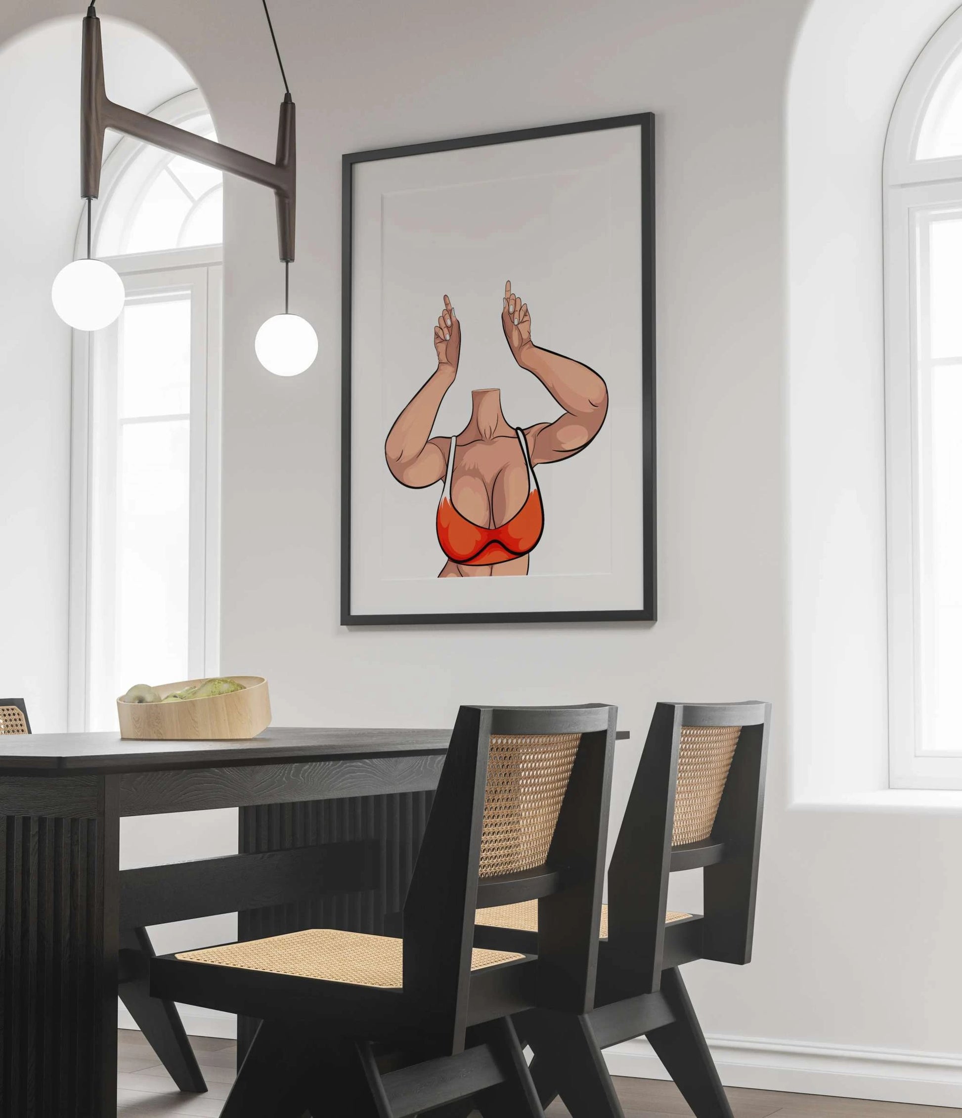 Model 28 - Baked Art digital pop art with dynamic pose and vibrant orange tones.