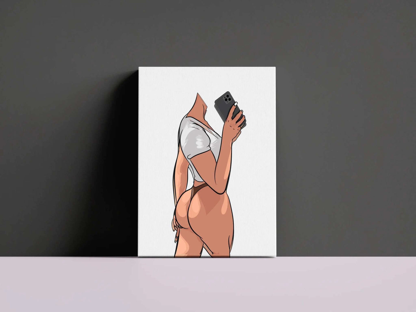 Digital art of modern figure, sleek lines, vibrant colors, titled "Lingerie Model 32 - Baked Art".
