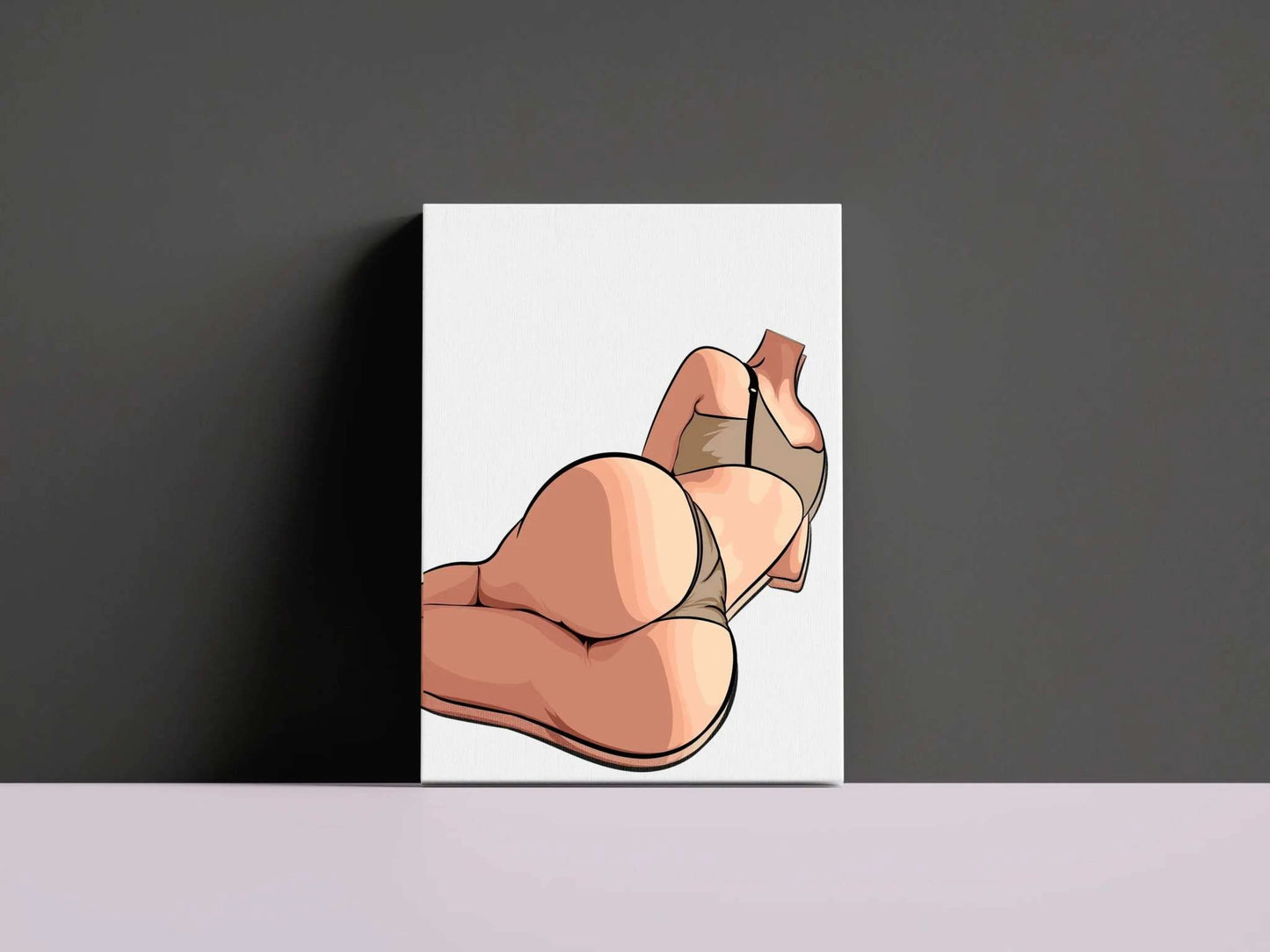 Digital artwork titled "Model 34 - Baked Art" featuring minimalist design with bold lines and smooth shading.