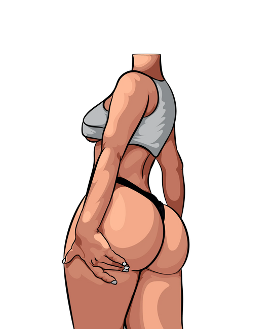 Model 35 - Baked Art digital illustration highlighting female form with bold lines and vibrant shading.