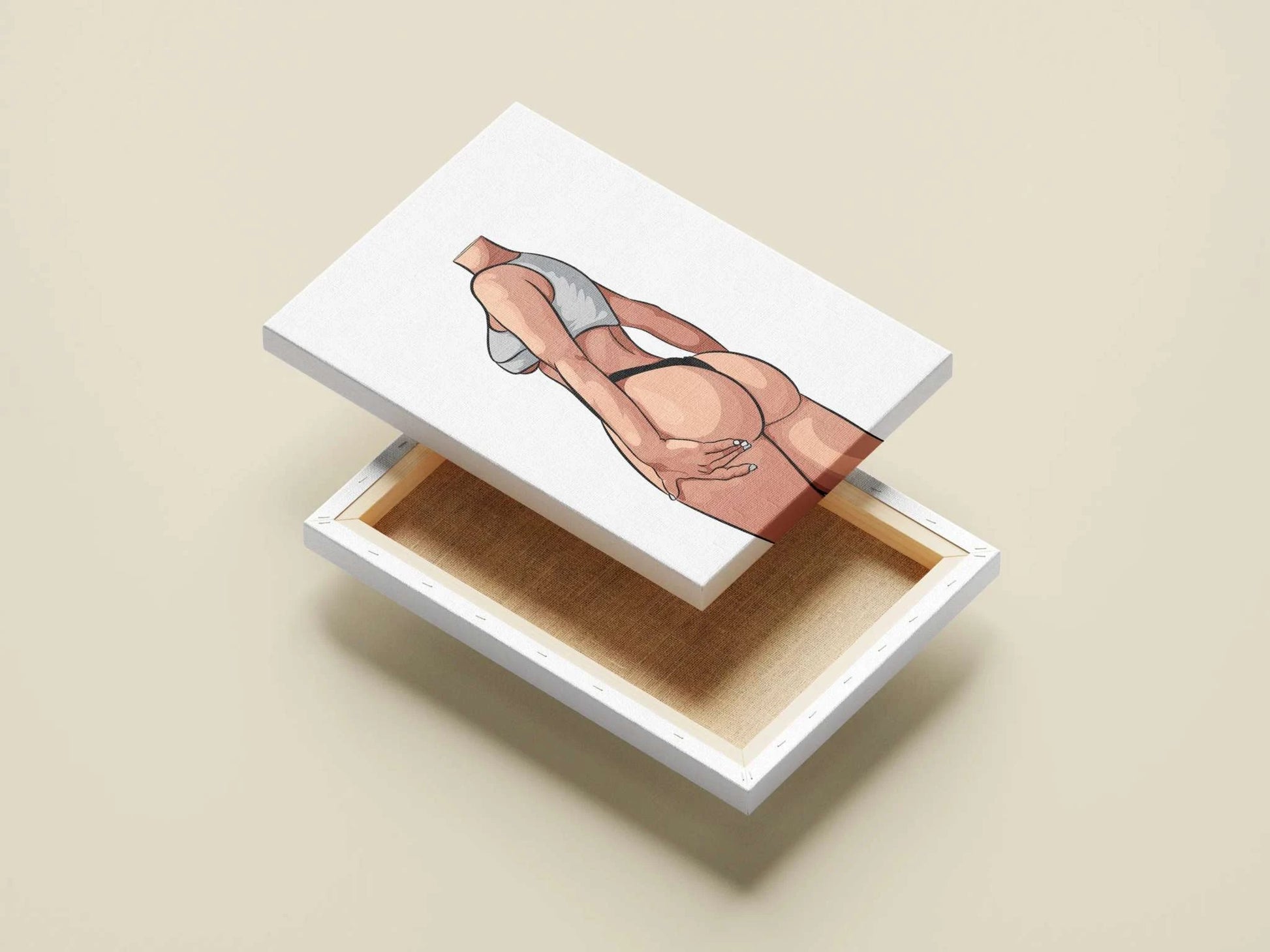 Digital illustration of Model 35 in lingerie, showcasing bold lines and vibrant shading on a canvas.