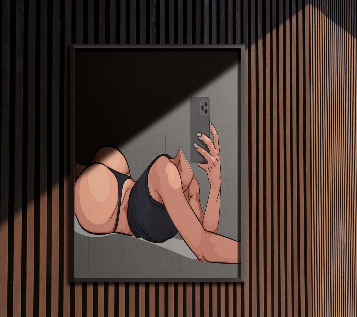 Digital illustration of Model 36 - Baked Art emphasizing bold curves and alluring pose in modern color palette.