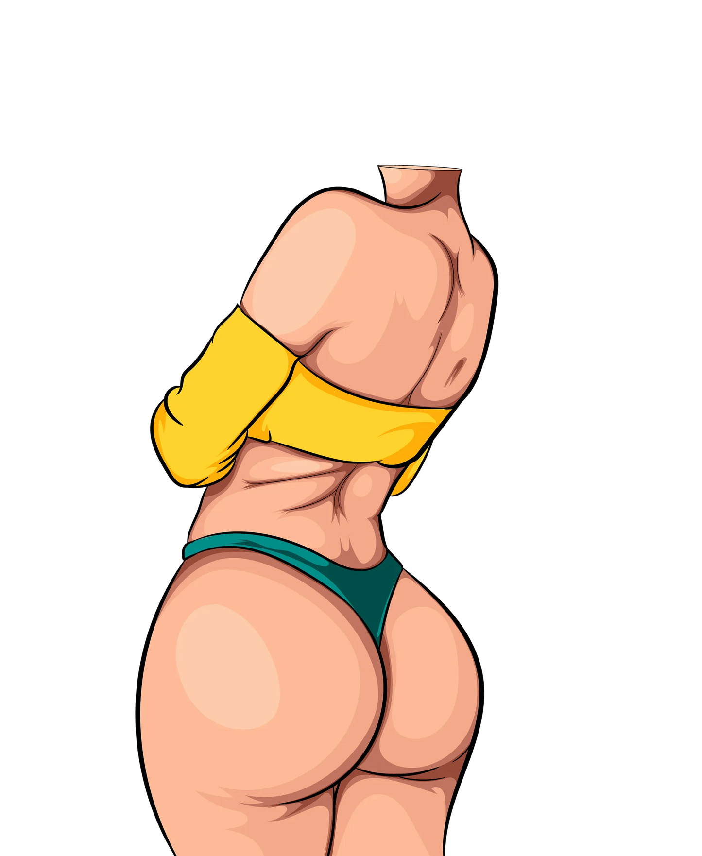 Model 37 - Baked Art digital illustration with bold curves and vibrant yellow top.