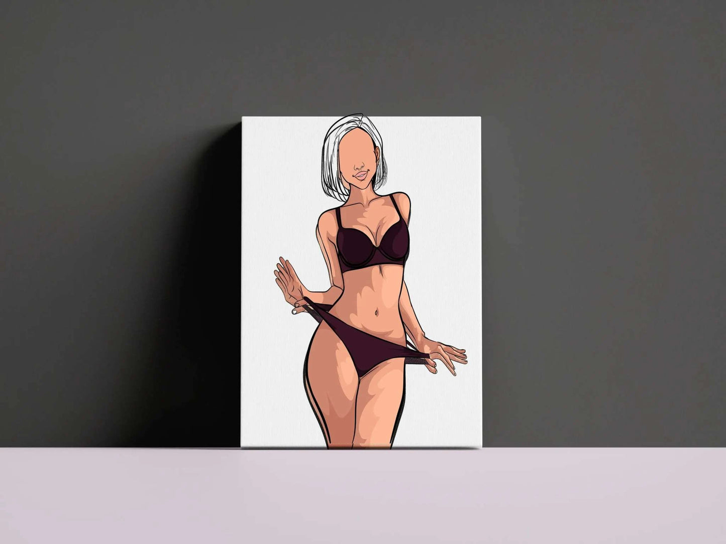 Model 38 Baked Art digital artwork featuring minimalist lingerie design and bold lines.