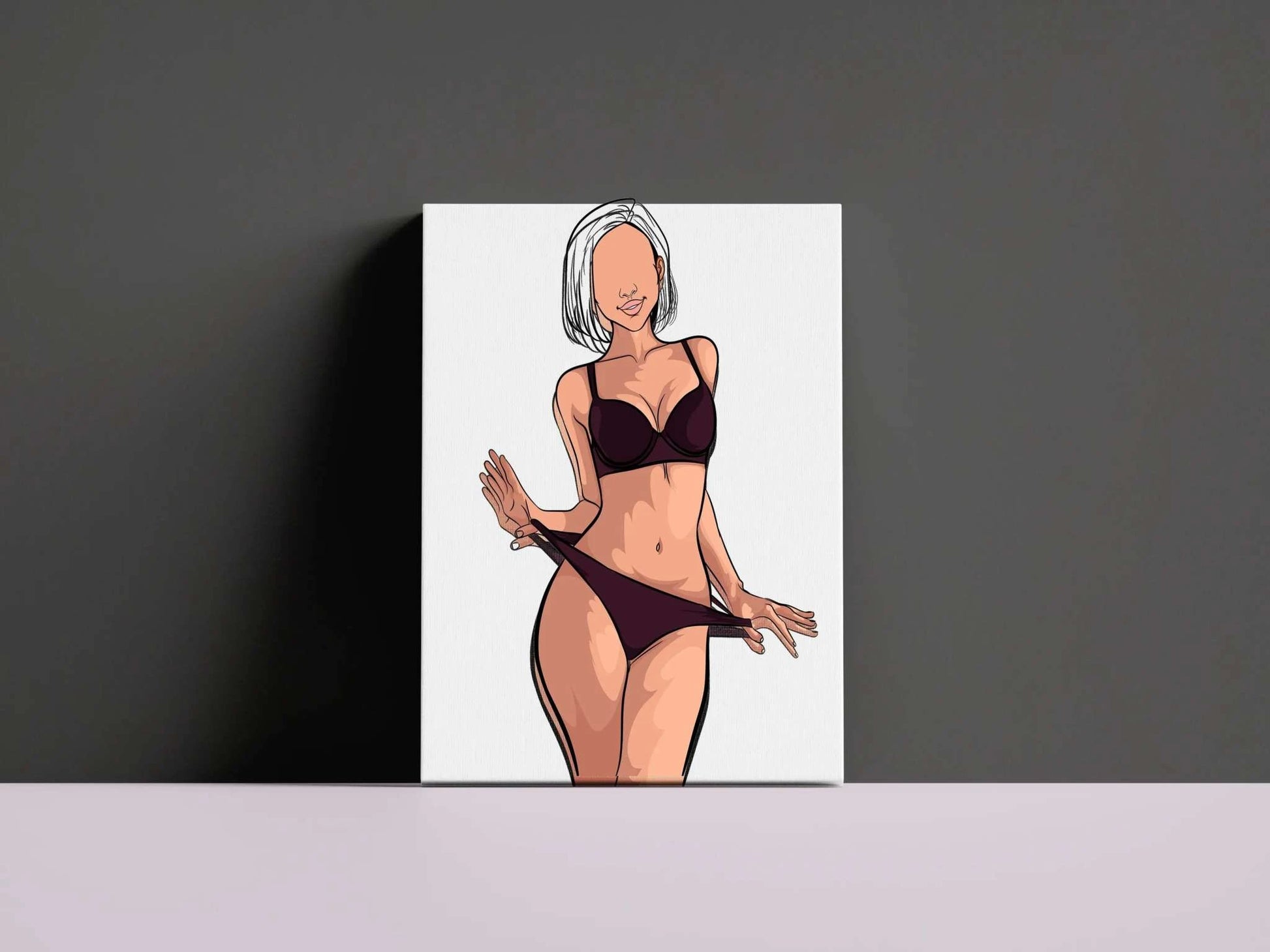 Model 38 Baked Art digital artwork featuring minimalist lingerie design and bold lines.