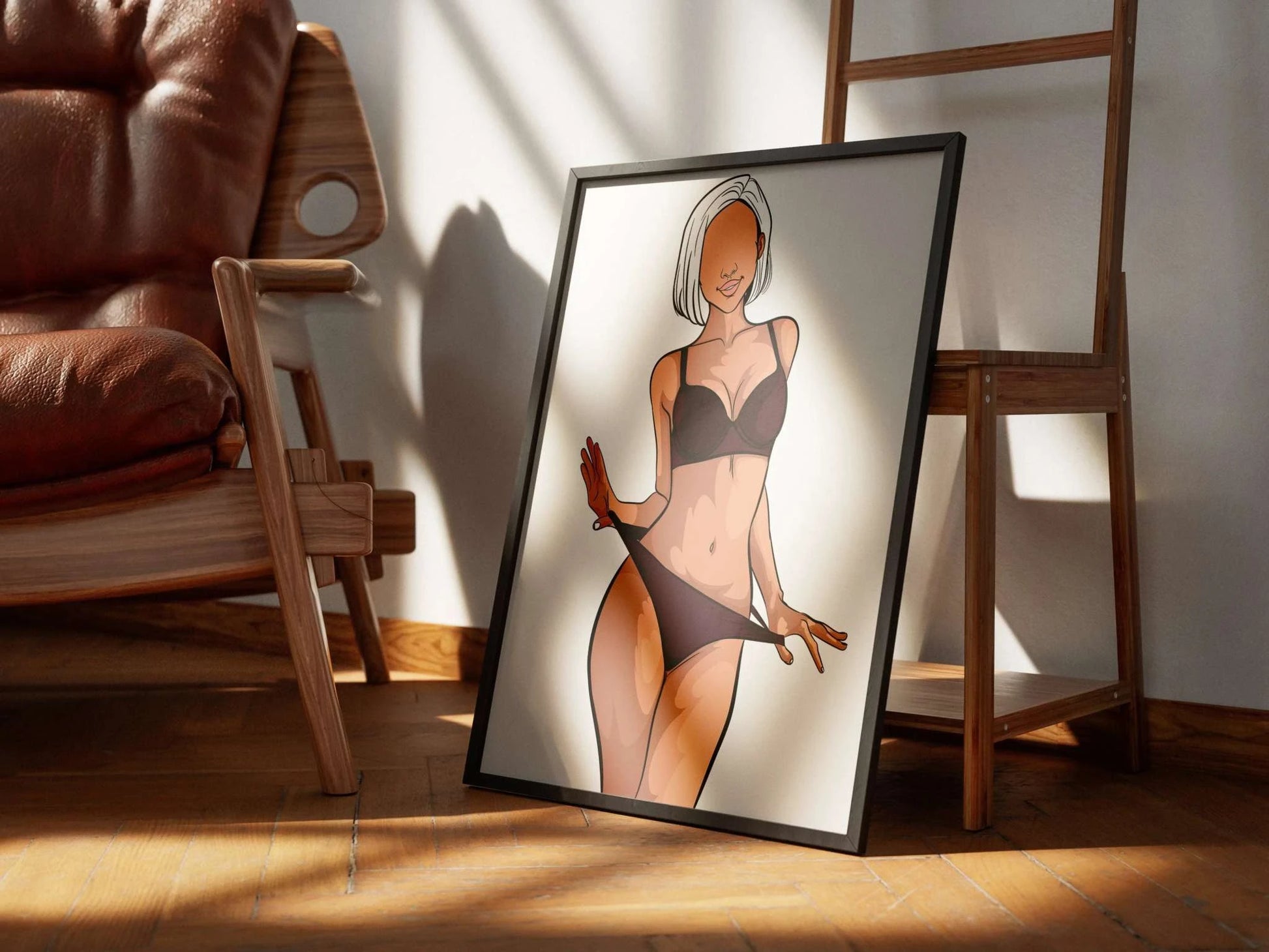 Model 38 - Baked Art digital artwork featuring a minimalist figure in bold lines and neutral tones.