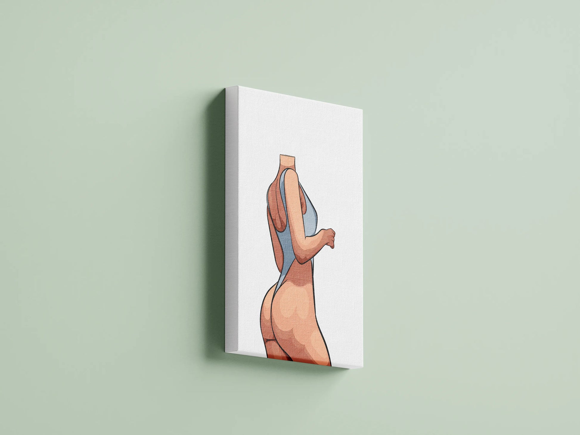Curvy figure in sleek bodysuit digital art on canvas, Model 39 - Baked Art.