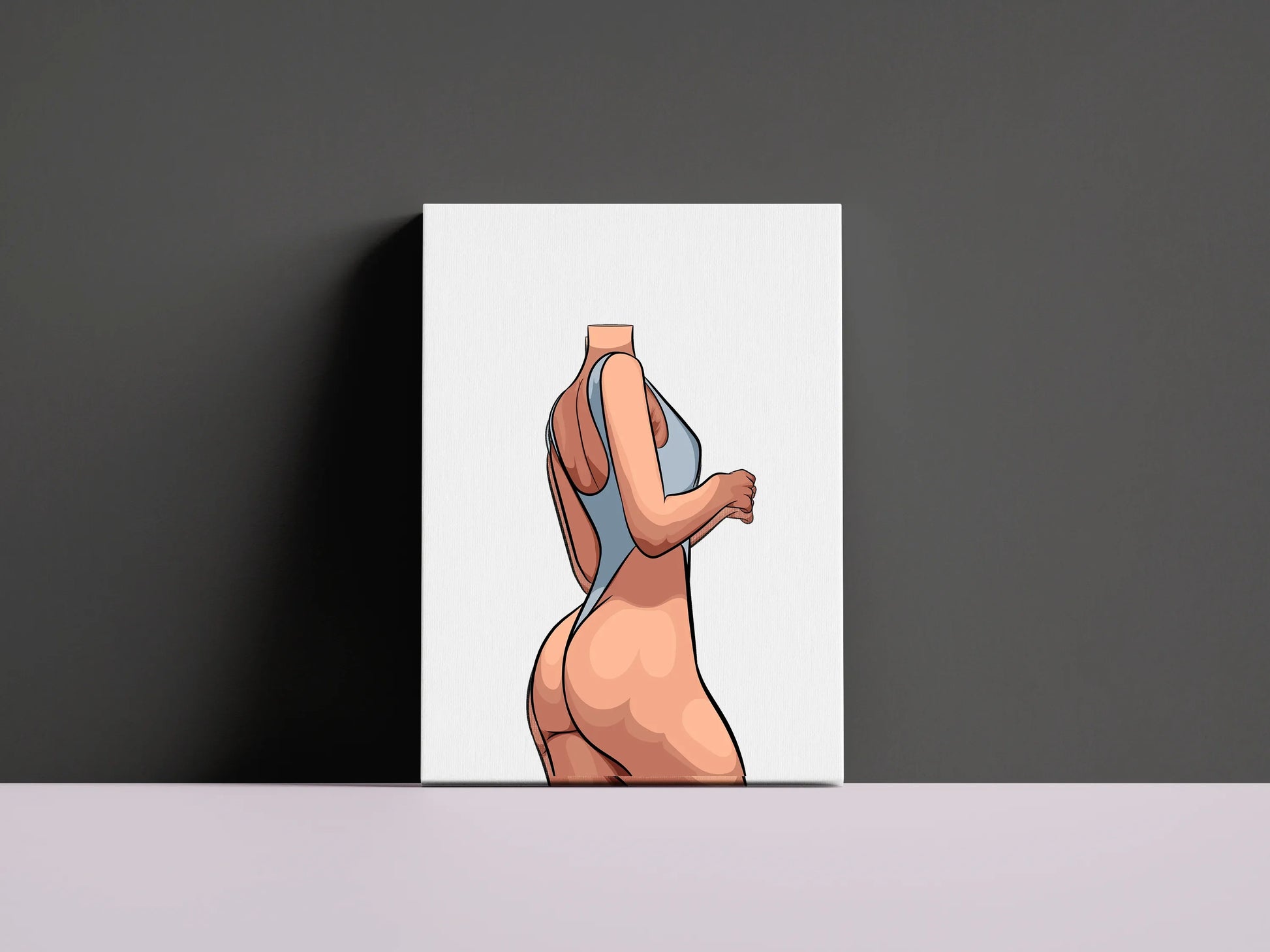 Digital artwork of a curvy figure in a sleek bodysuit, titled "Model 39 - Baked Art."