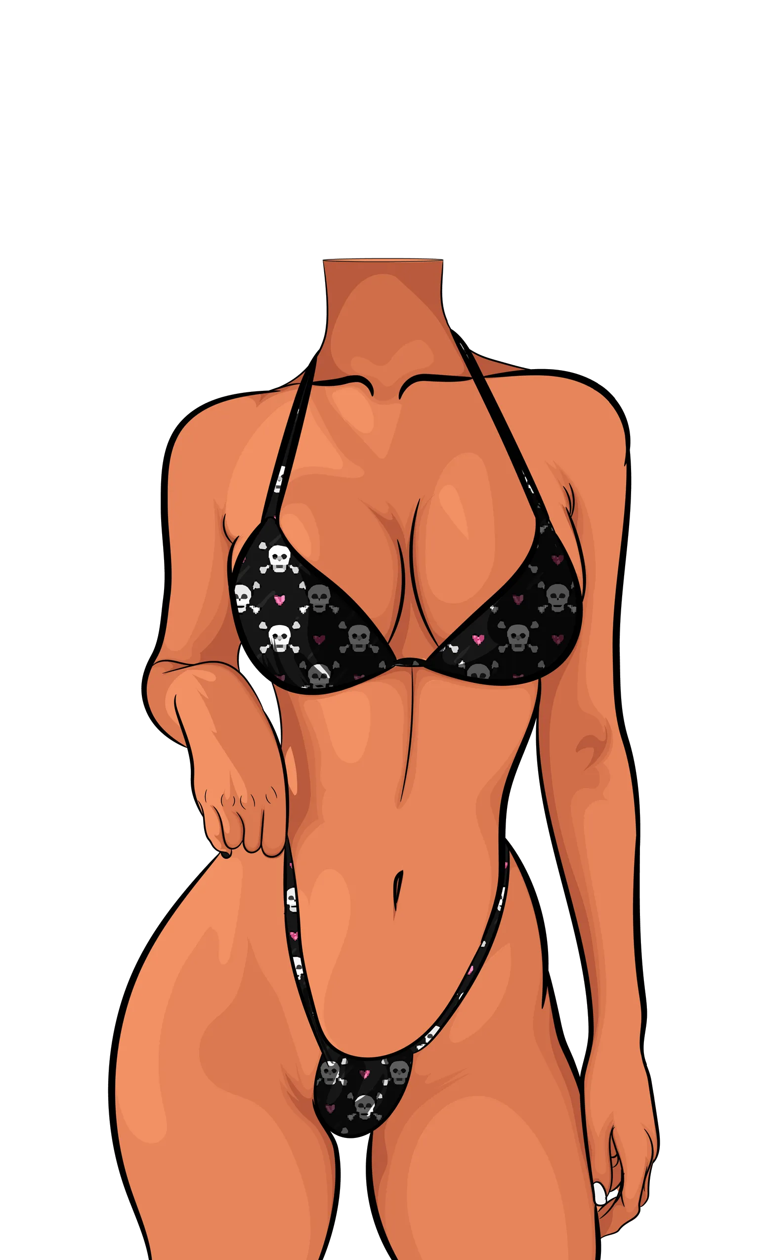 Digital human design featuring a realistic bikini model in a balanced pose for artistic projects.