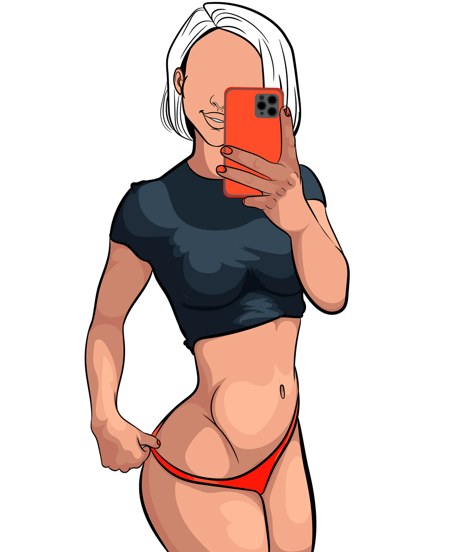 Confident figure taking a selfie in vivid digital art, Model 40 - Baked Art.