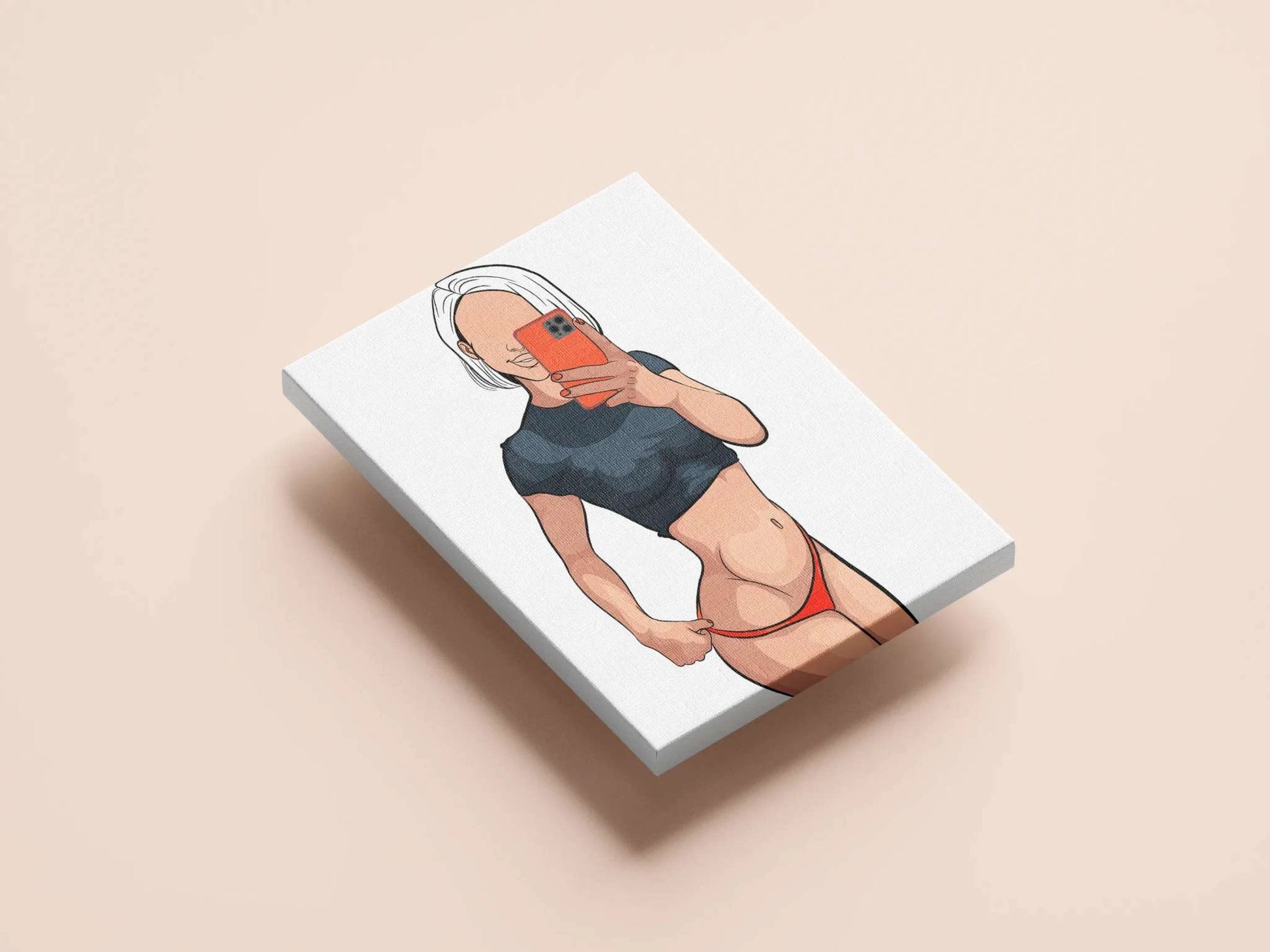 Digital artwork of a confident figure taking a selfie, showcasing vivid colors and modern style.