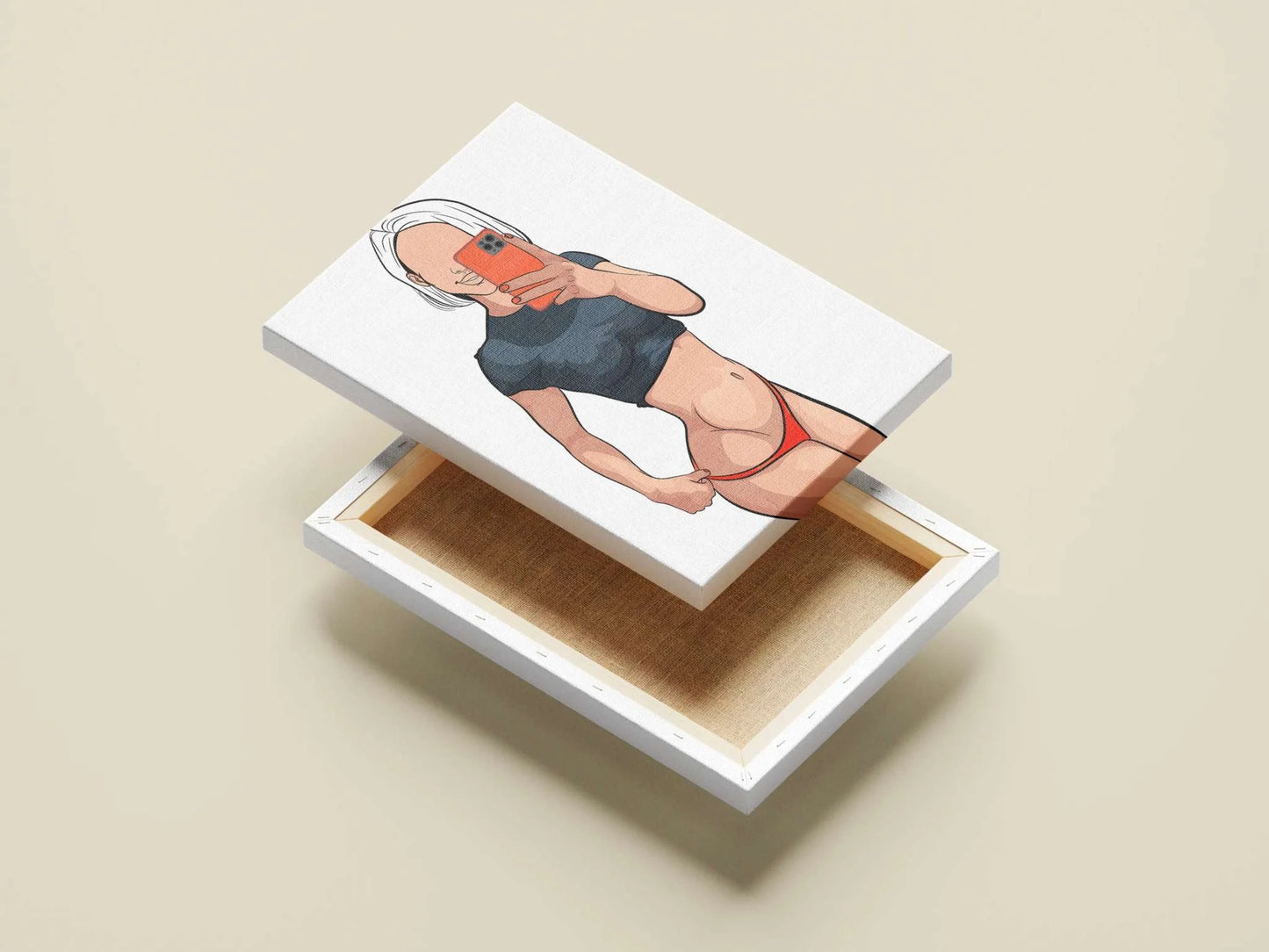 Digital artwork of a fashionable figure taking a selfie, Model 40 - Baked Art.