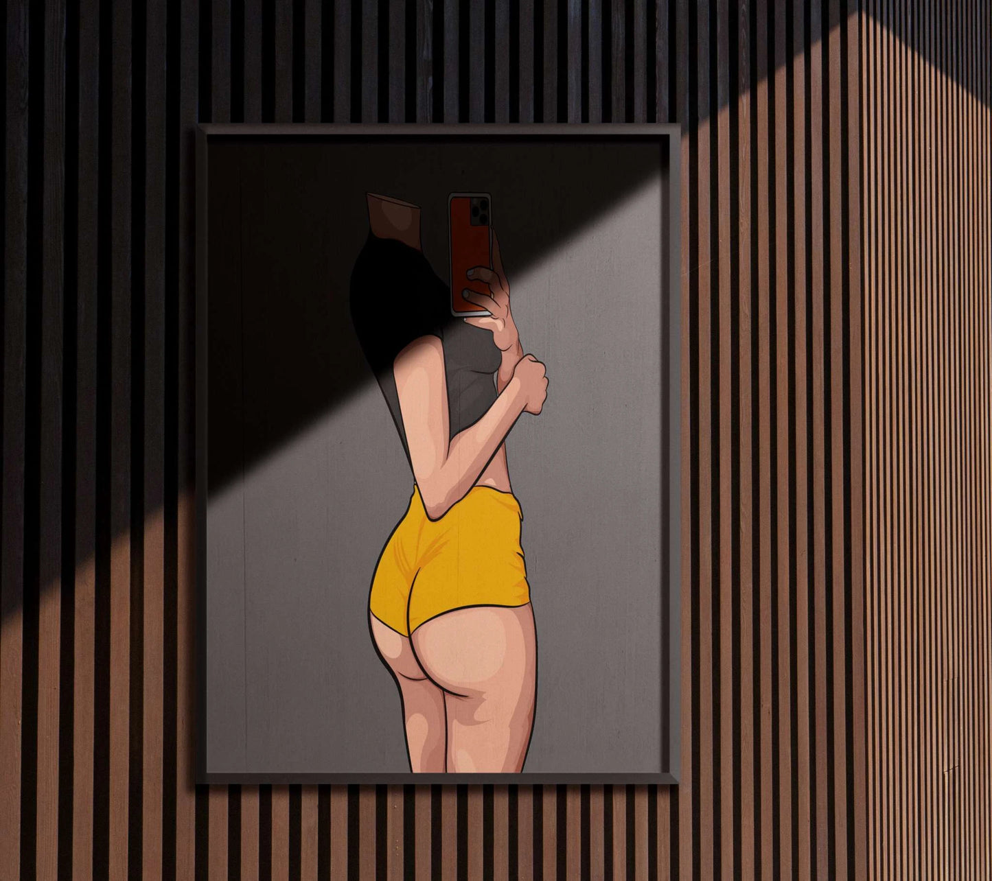 Digital artwork of Lingerie Model 42, featuring vibrant colors and bold lines, ideal for fashion and marketing.