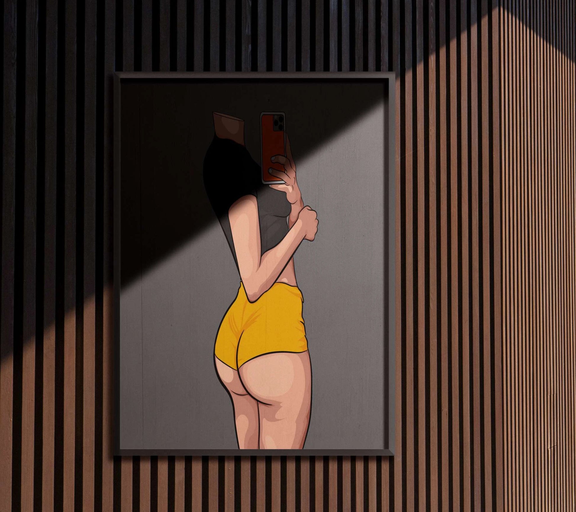 Digital artwork of Lingerie Model 42, featuring vibrant colors and bold lines, ideal for fashion and marketing.