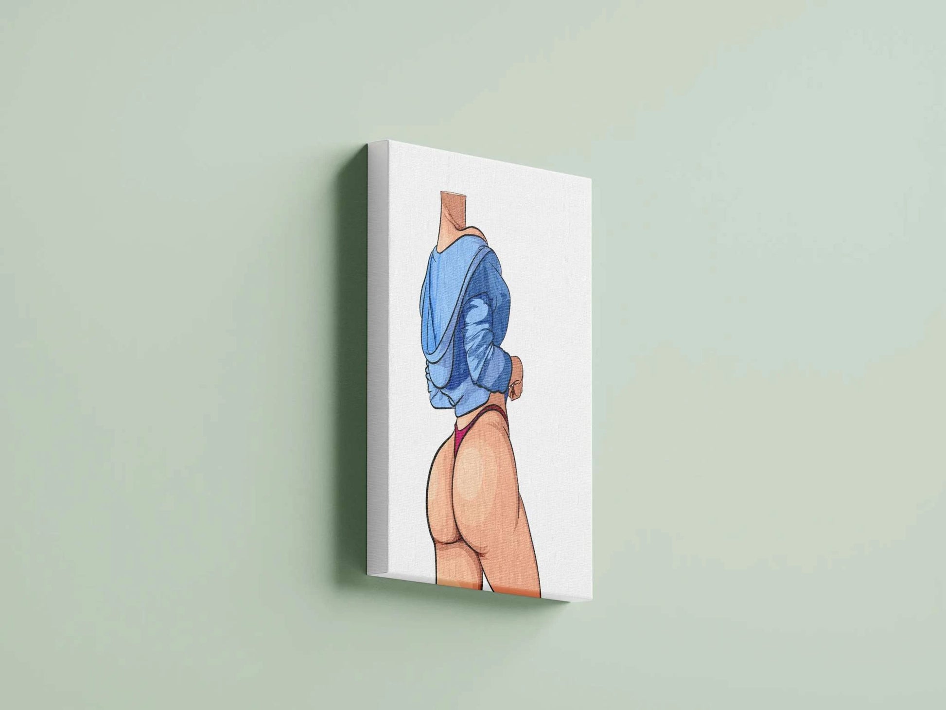 Digital artwork of a model in vibrant colors and bold lines on a canvas, titled "Model 43 - Baked Art."