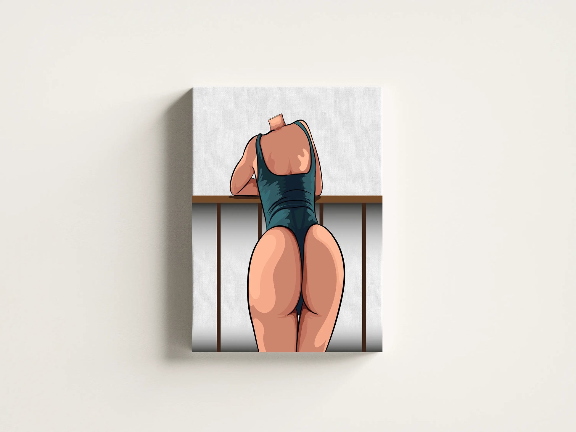 Digital artwork of Model 45 in swimwear, showcasing detailed shading and muscular curves.