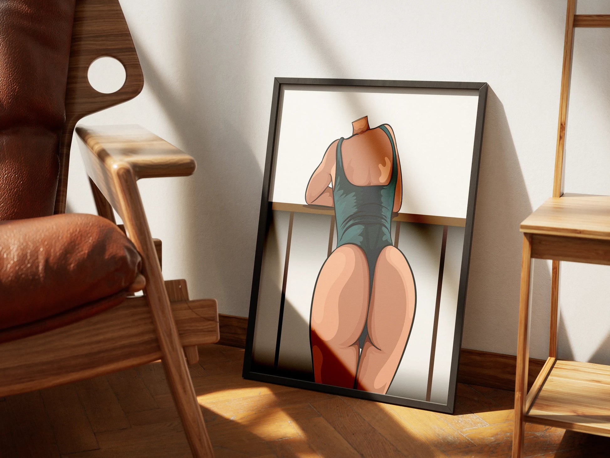 Digital artwork of Model 45 in sleek swimwear, showcasing dynamic shading and form.