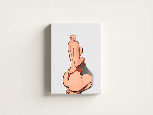 Digital art of bikini model in dynamic pose, detailed shading, minimalistic design, Model 46 - Baked Art.