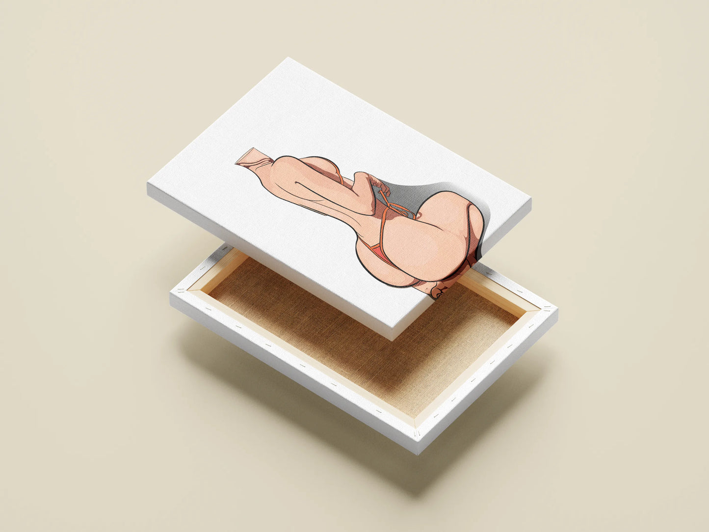 Model 46 - Baked Art digital illustration showcasing a dynamic pose with detailed shading and minimalistic design on a canvas.