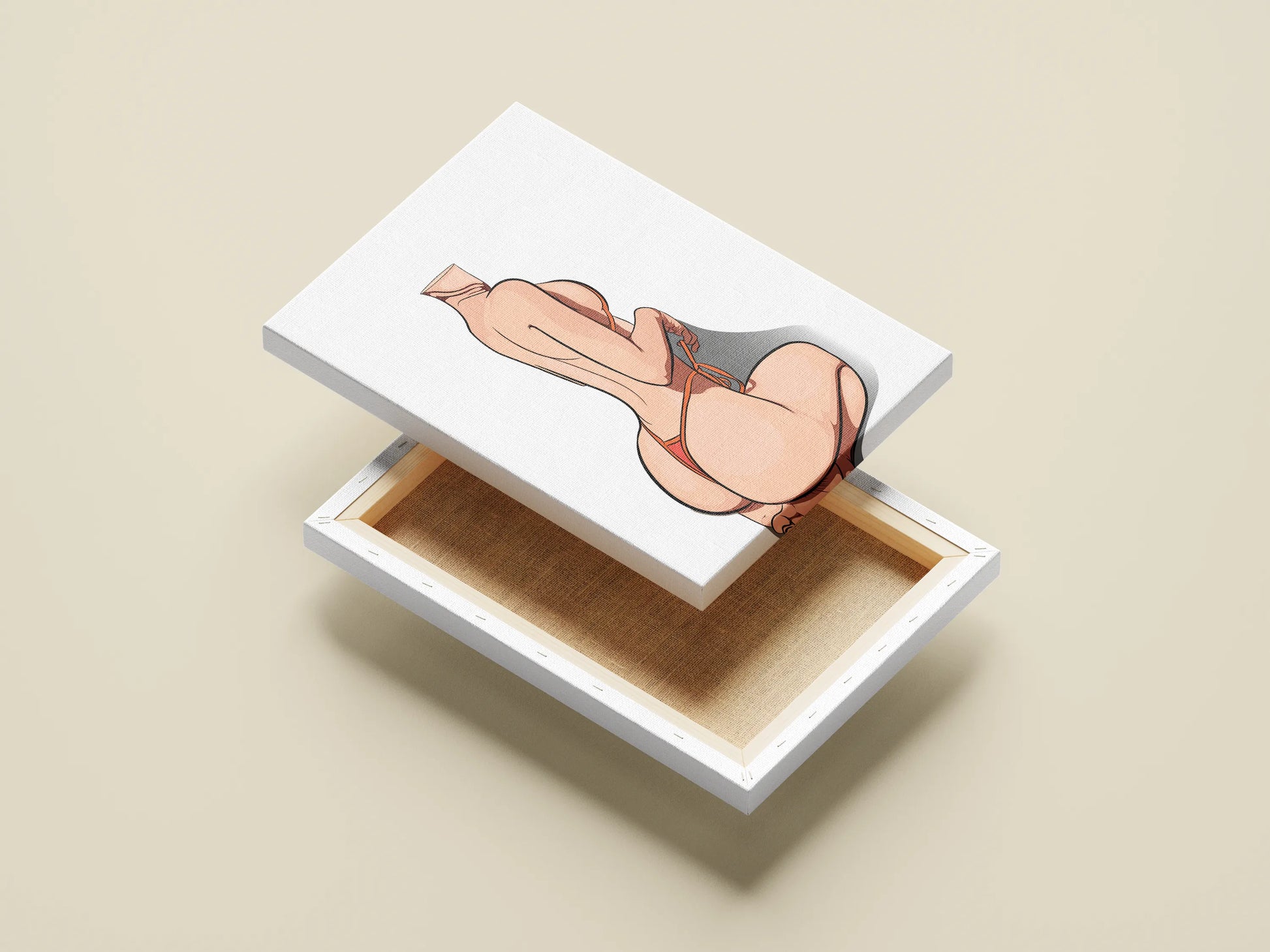 Model 46 - Baked Art digital illustration showcasing a dynamic pose with detailed shading and minimalistic design on a canvas.