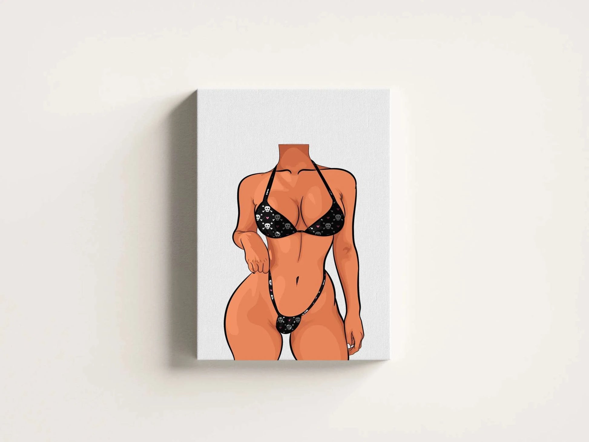 Digital bikini model art on canvas showcasing detailed anatomy and refined features, ideal for creative projects; Model 4 - Baked Art.