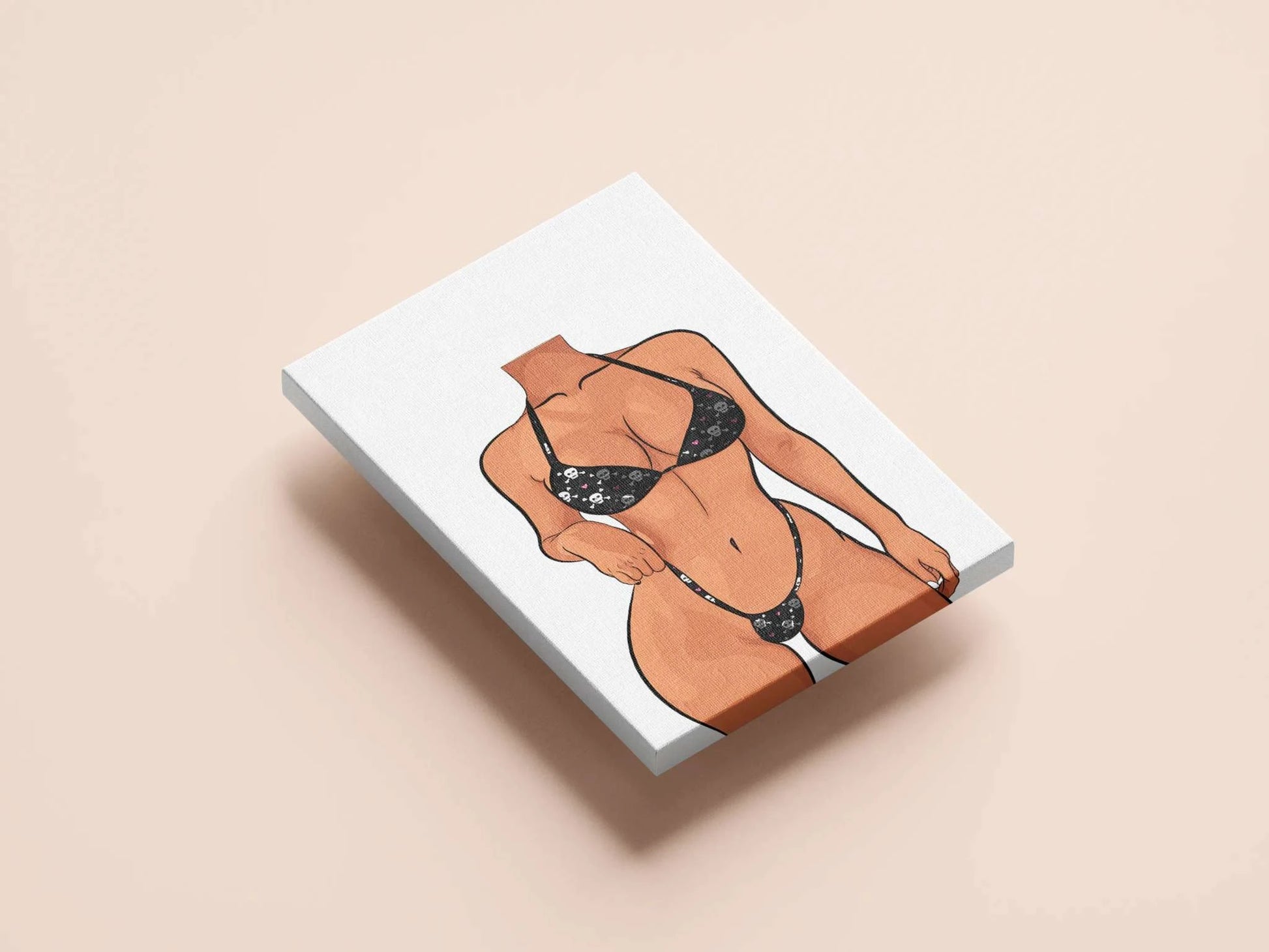 Digital bikini model art print with realistic anatomy and intricate details, ideal for concept art and digital illustrations.