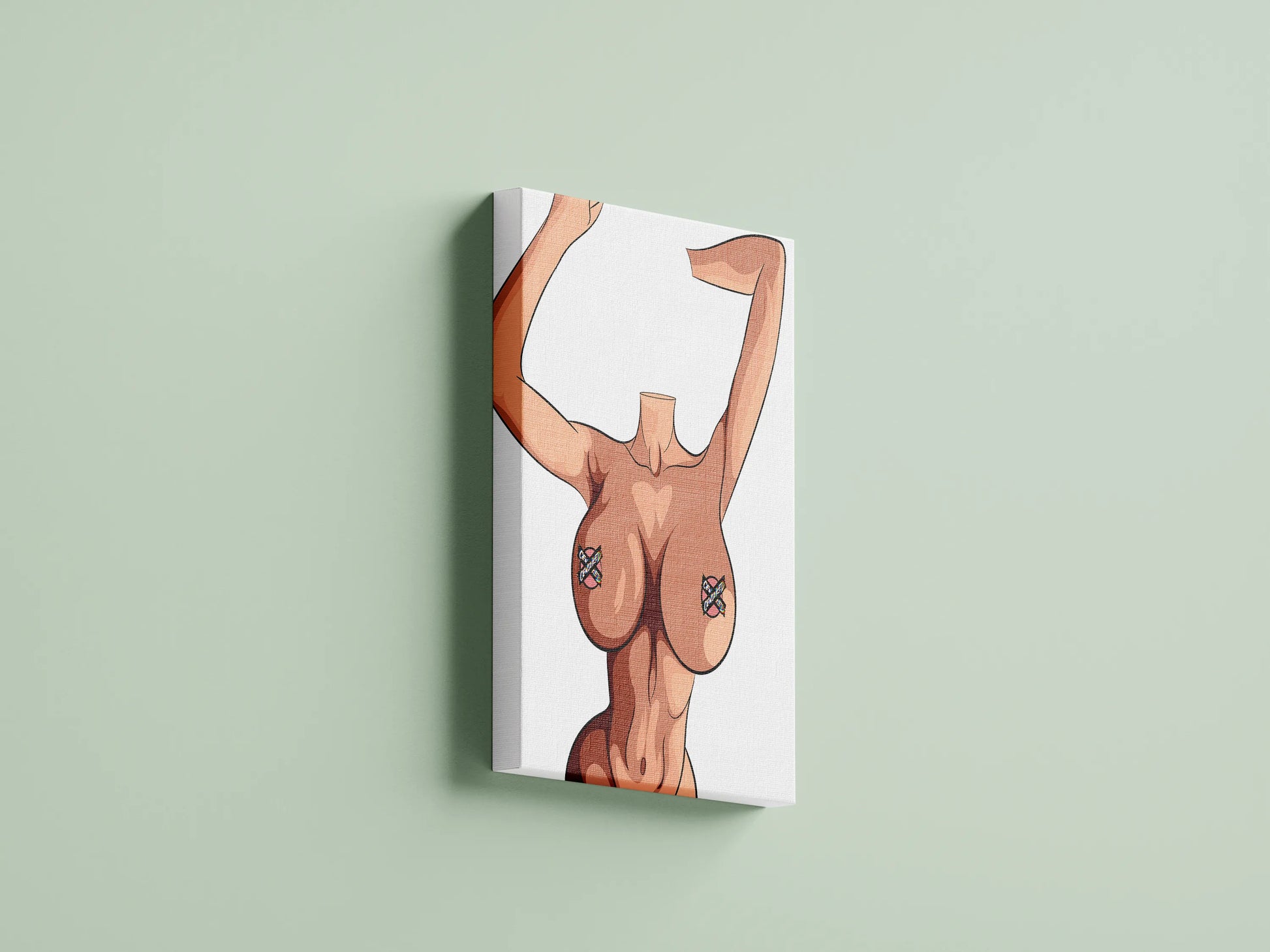 Elegant digital female silhouette on canvas, customizable headless design for artists; Model 50 - Baked Art.