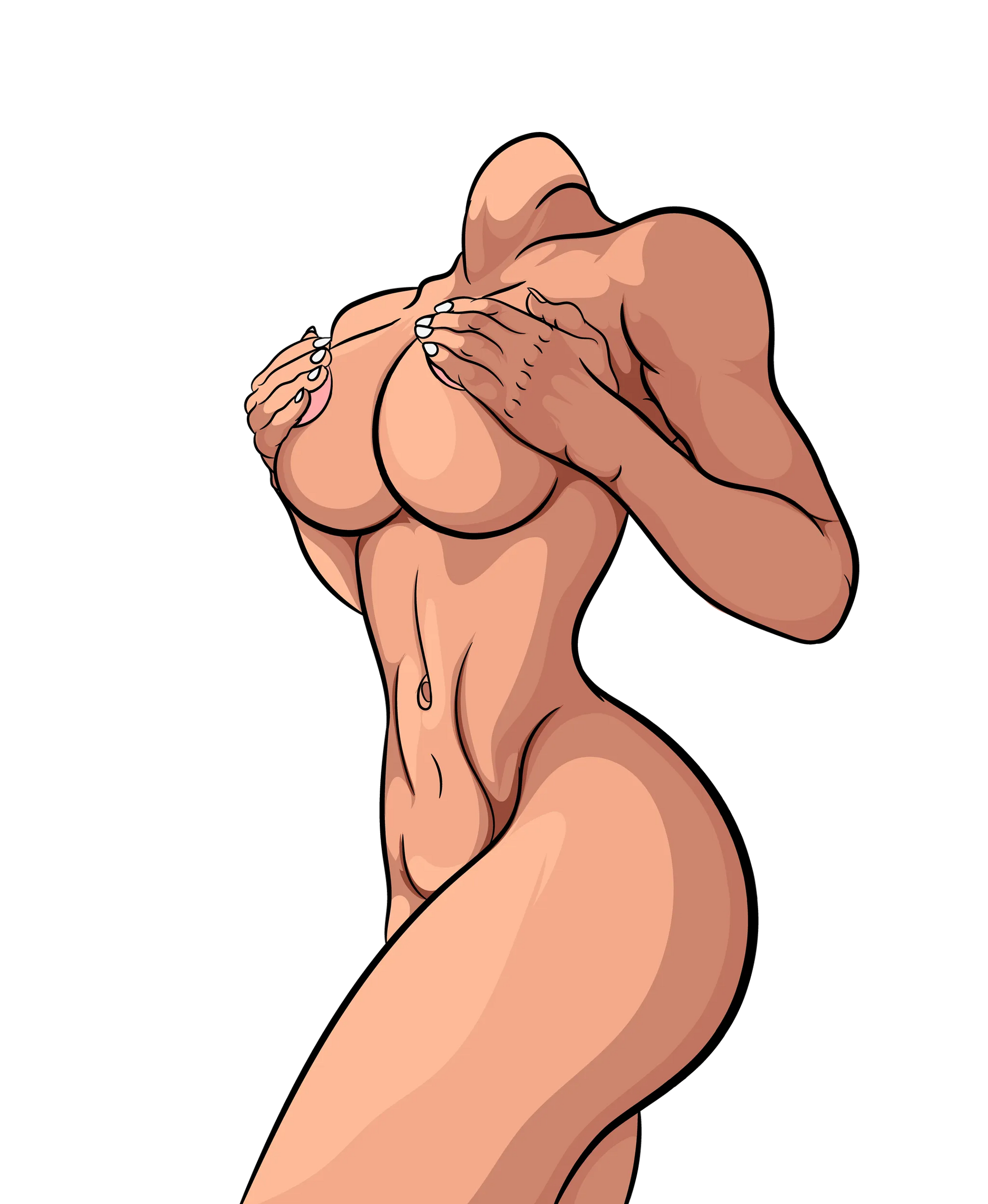 Dynamic Curve artistic female digital figure, Model 52, for fashion branding and tattoo designs.