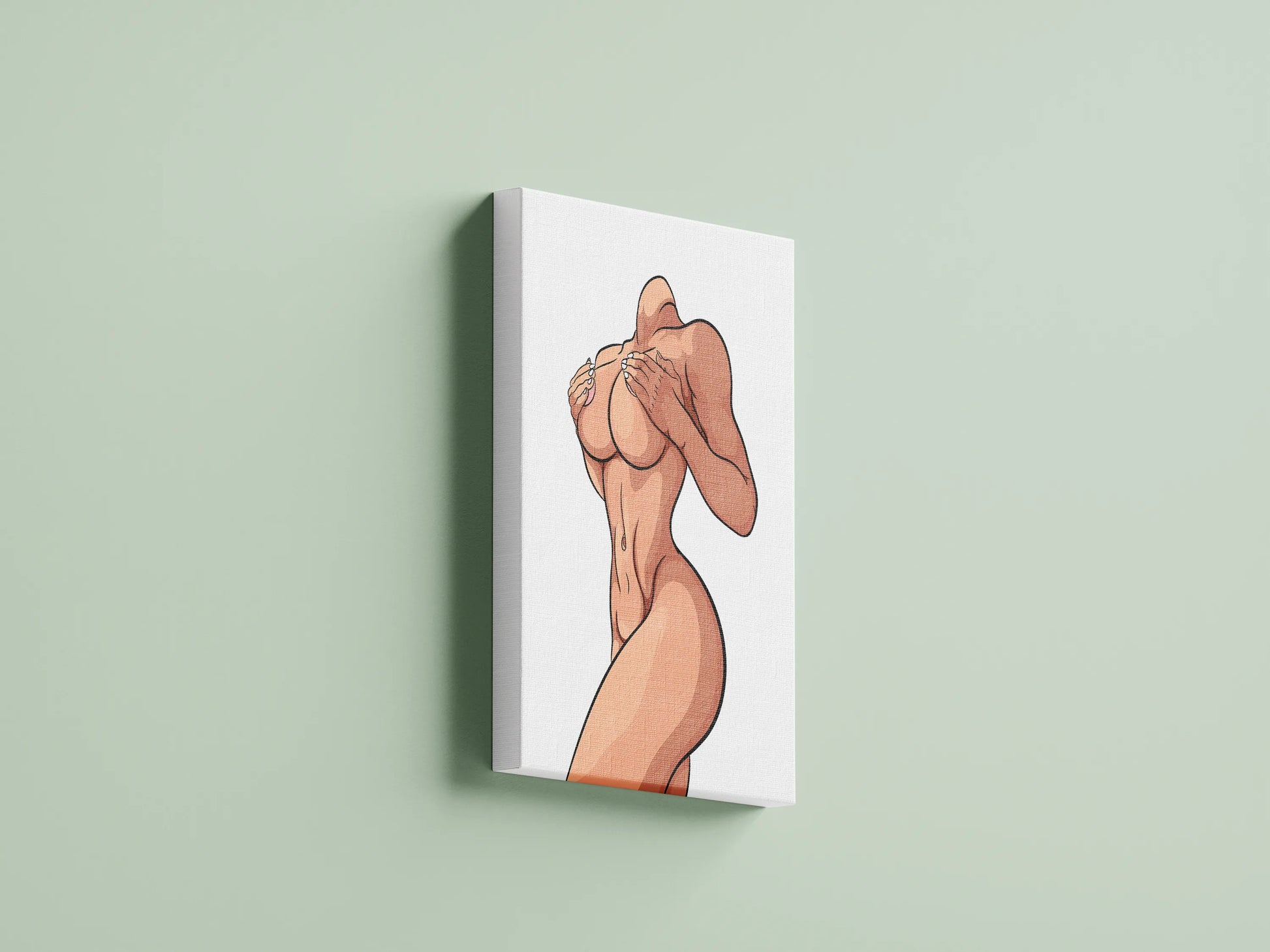 Dynamic Curve artistic female digital figure on canvas, headless design for easy customization, perfect for digital art and prints.