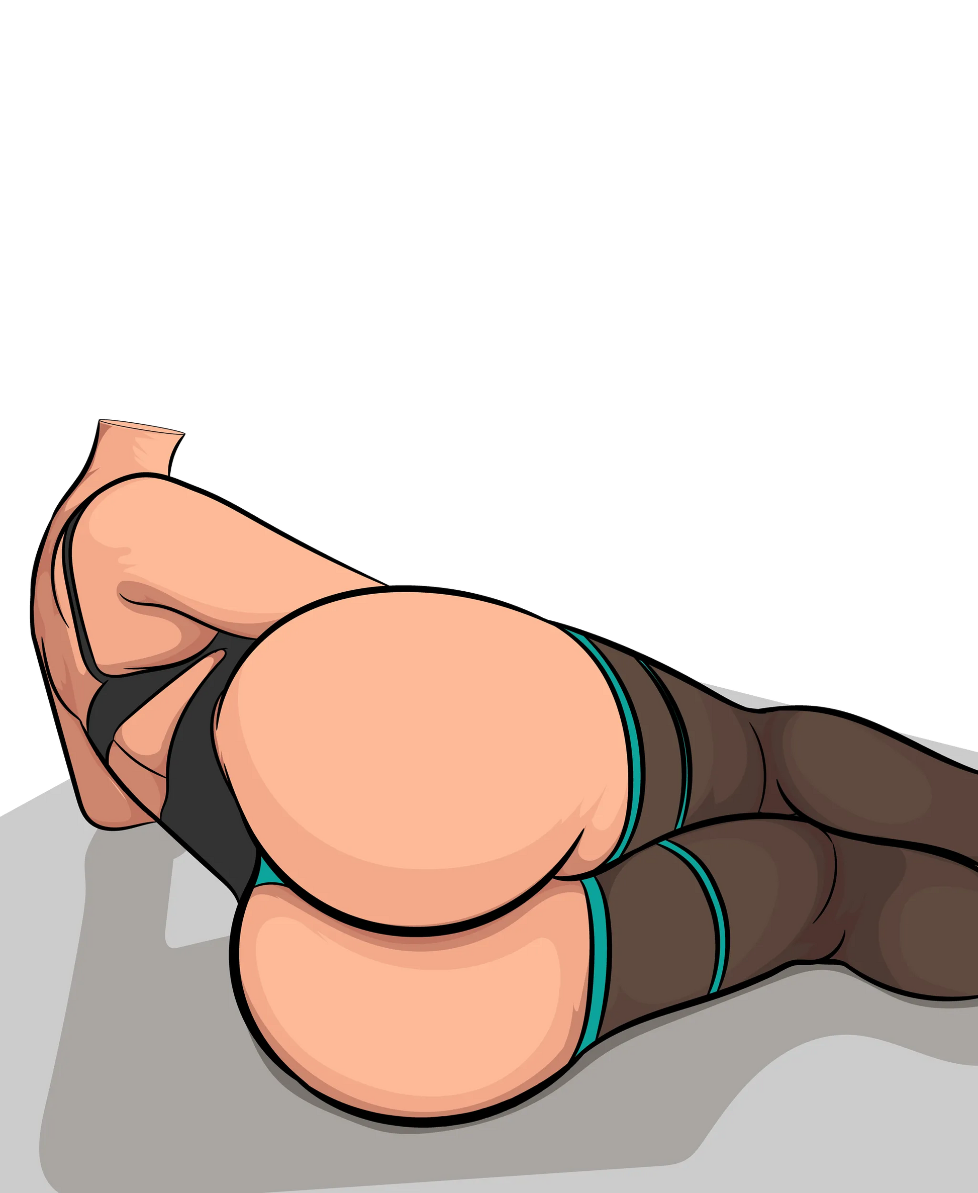 Model 55 - Baked Art digital illustration featuring a curvy pose, detailed shading, and bold lines.