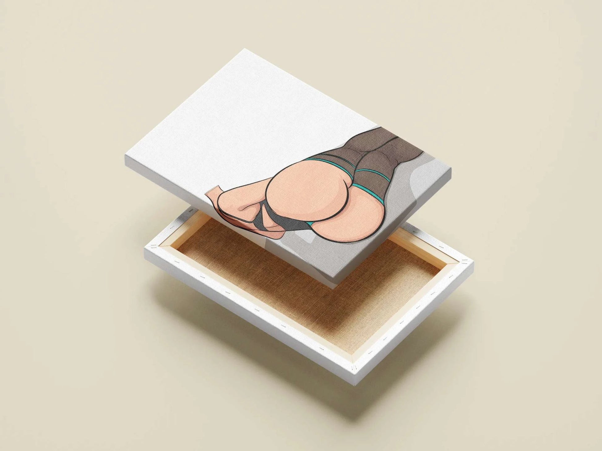 Digital artwork titled "Lingerie Model 55 - Baked Art" showcasing curvy pose with detailed shading and clean lines.