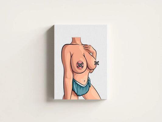 Elegant female silhouette art canvas titled "NSFW Model 56 - Graceful Motion"; headless form with modern aesthetic, ideal for fashion prints and digital art.