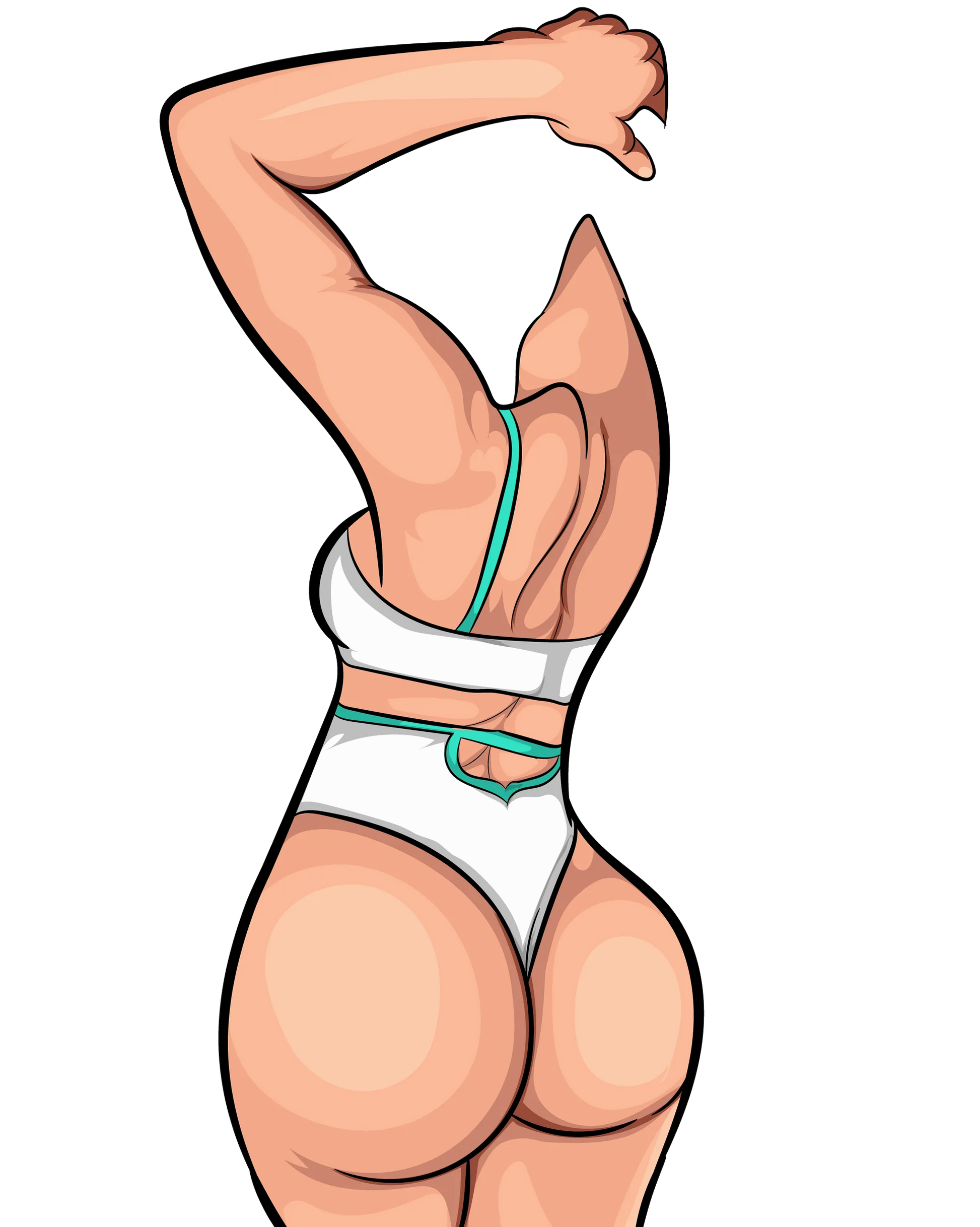 Digital artwork of a stylized figure in a bikini, showcasing dynamic lines and bold details, ideal for digital collections.