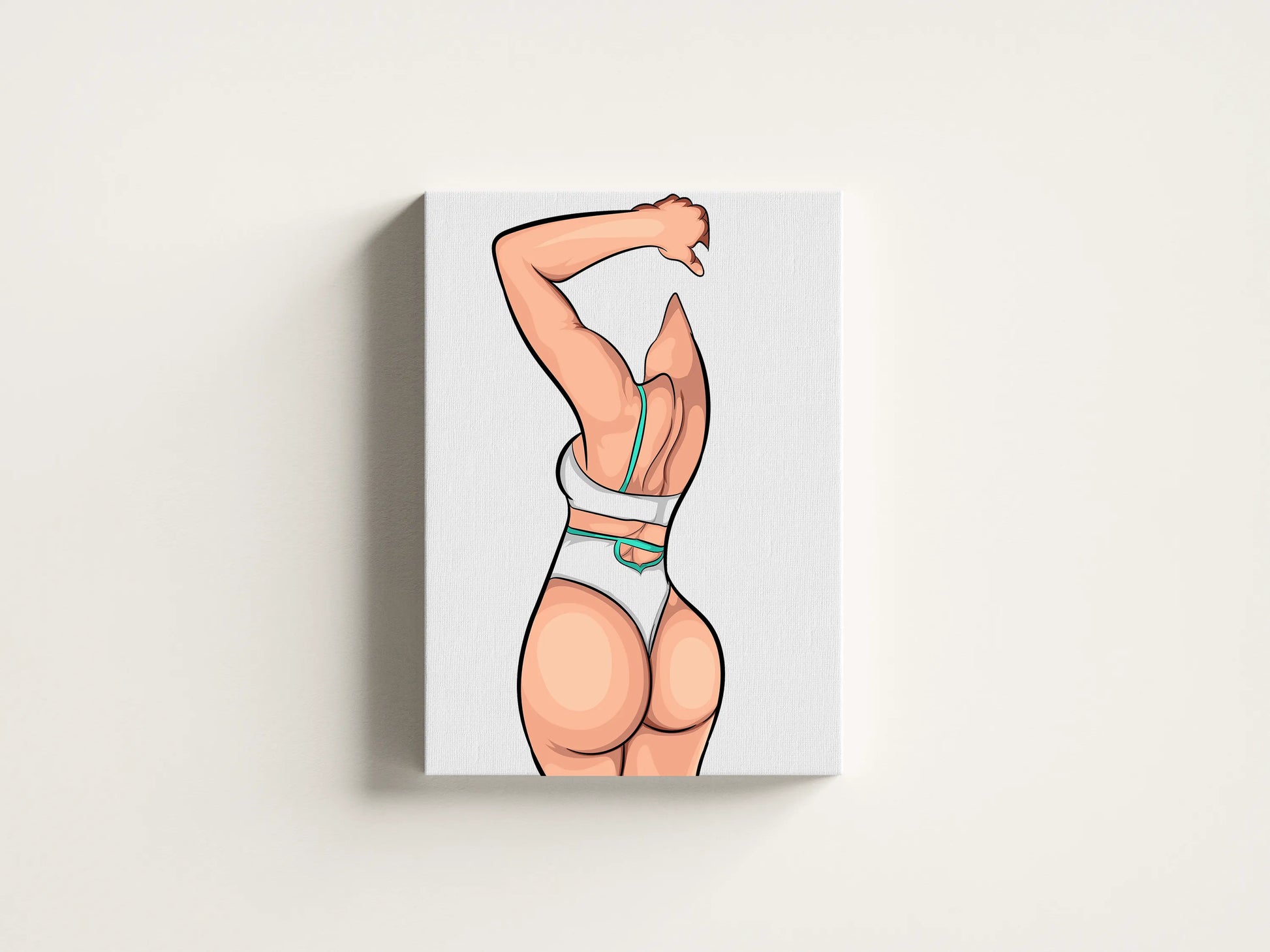 Dynamic digital artwork of a bold bikini model illustration, titled 'Model 59 - Baked Art'.