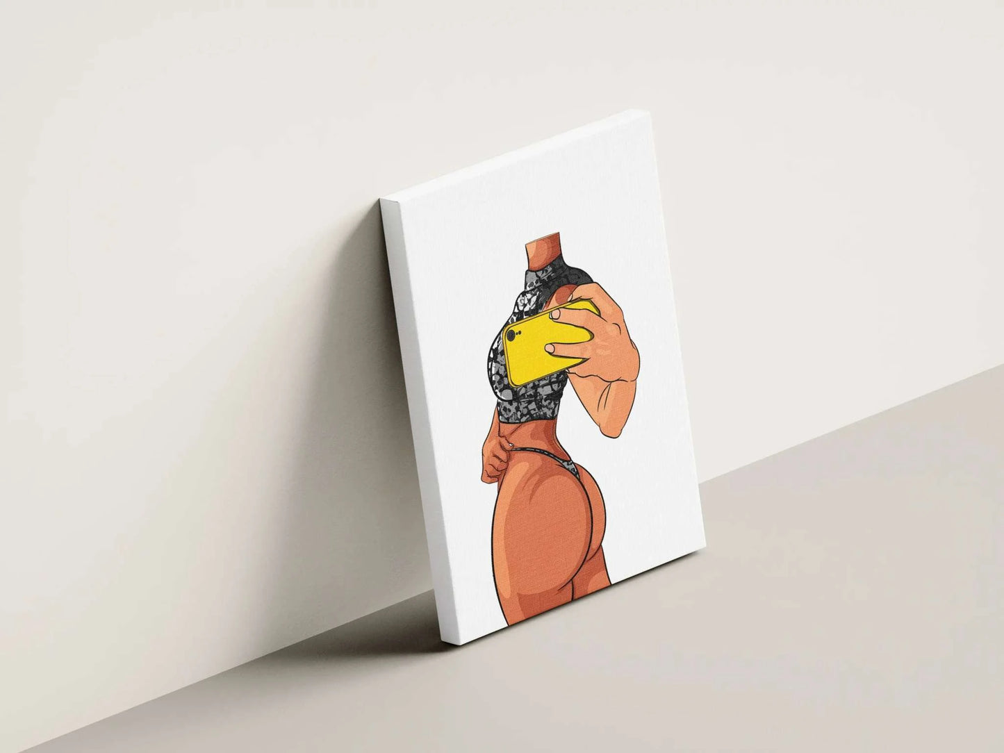 Digital art of lingerie model on canvas, showcasing intricate design and elegant pose, perfect for fashion and creative projects.