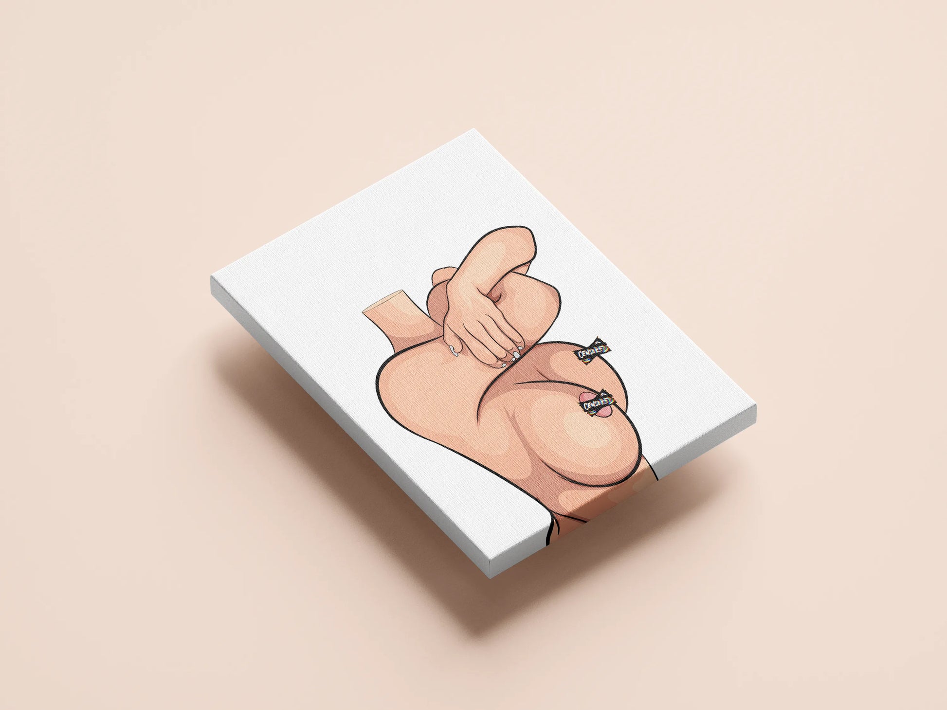 Customizable digital artwork of a female figure in an elegant, sensual pose on canvas.