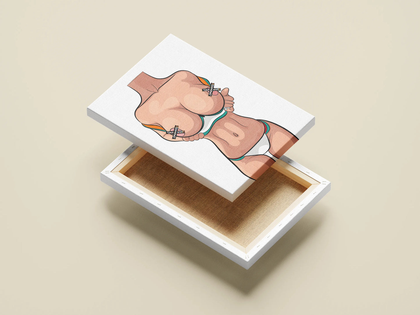 Minimalist digital art of headless female figure, customizable design, Model 61 - Baked Art.