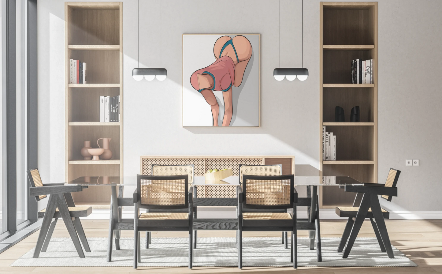 Baked Art - Model 63 digital artwork in modern dining room setting.
