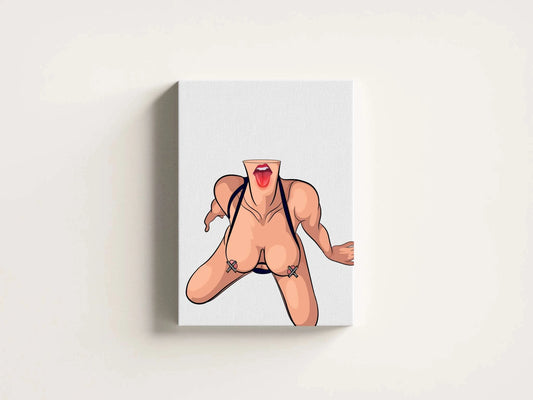 Unique digital art of a bold female figure in lingerie, expressive and editable, perfect for edgy projects.