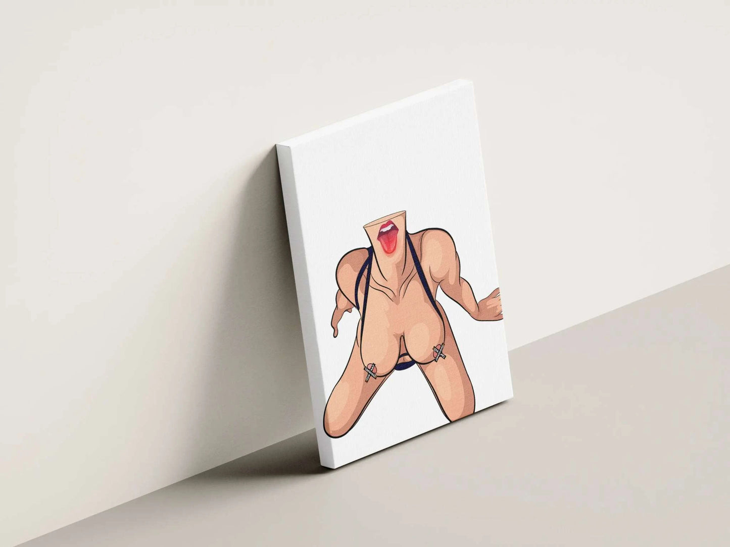 Baked Art Model 64 digital lingerie illustration on canvas, expressive female figure.