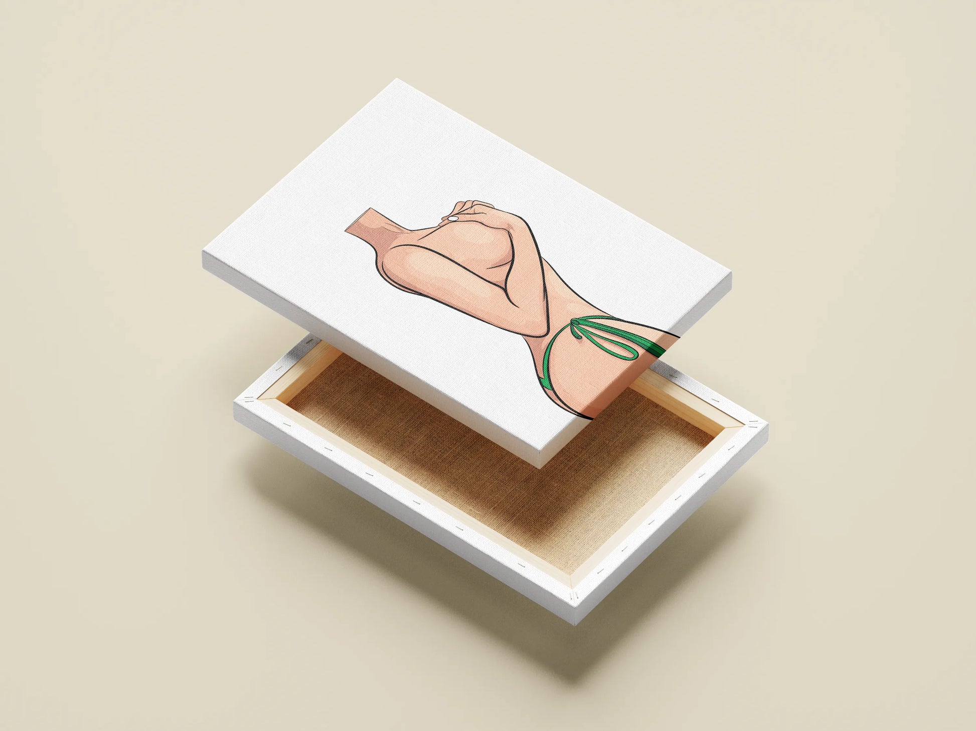 Sensual female figure digital art on canvas box, Model 69.