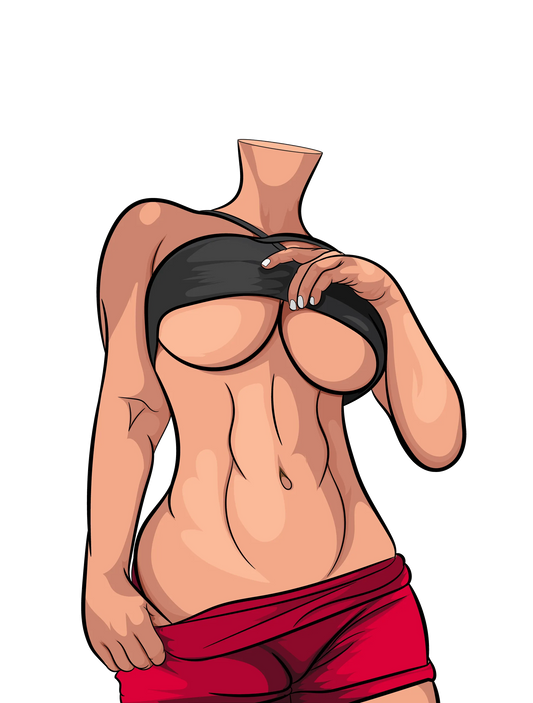 Modern female digital illustration with bold colors and sleek lines, Baked Art - Model 70.