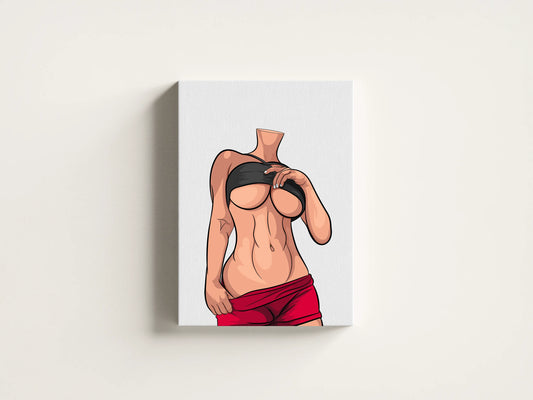 Modern art female digital illustration, customizable, bold colors, Baked Art - Model 70.