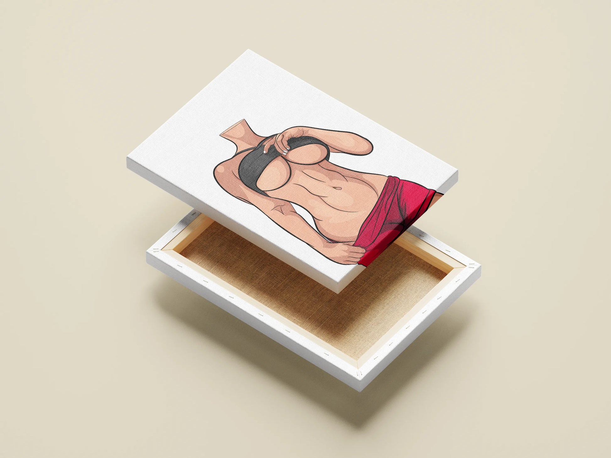 Customizable modern art illustration on a canvas box with sleek lines and bold color contrasts, Model 70 digital download.