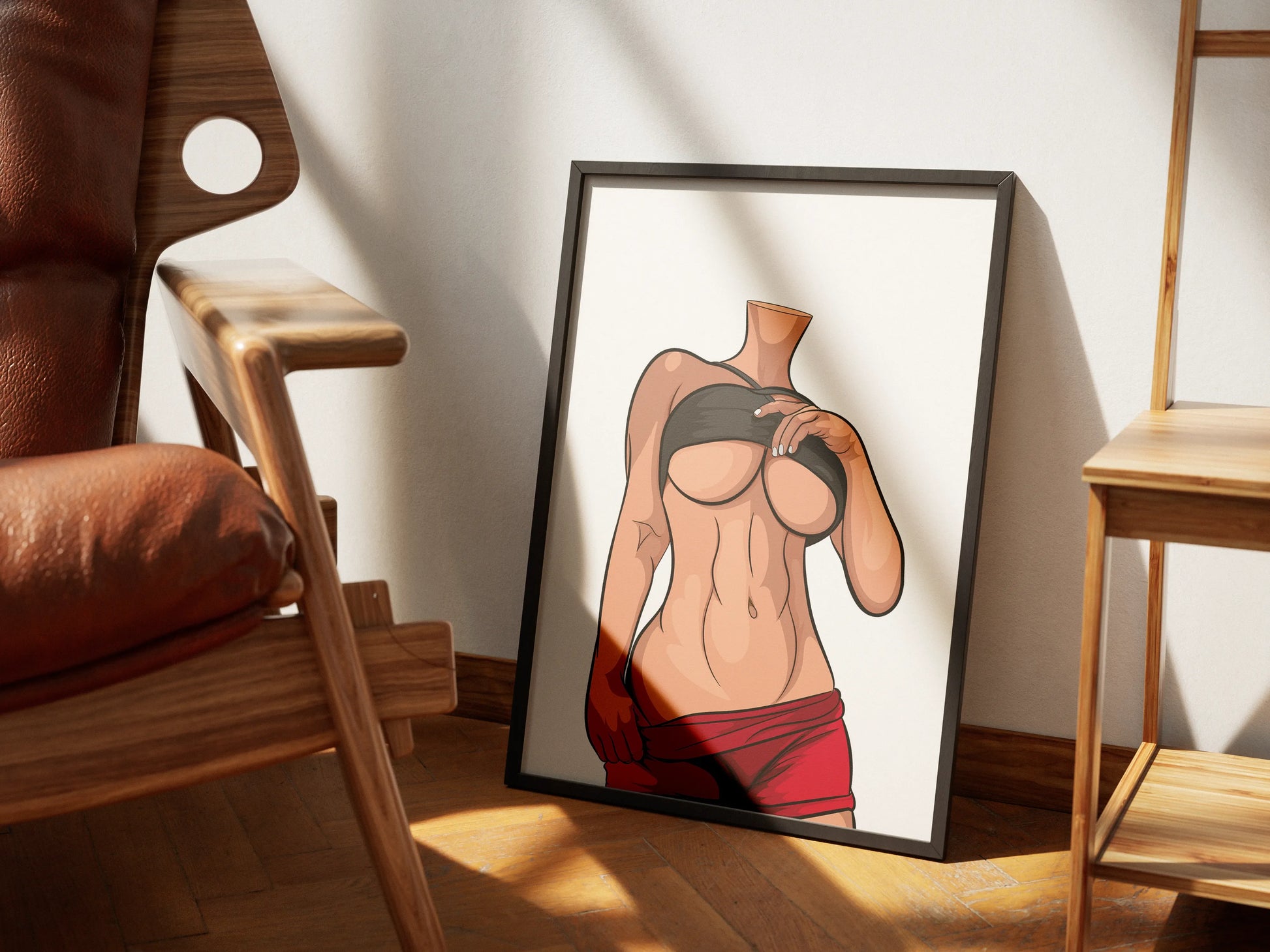 Baked Art Model 70 customizable modern female digital illustration in frame.