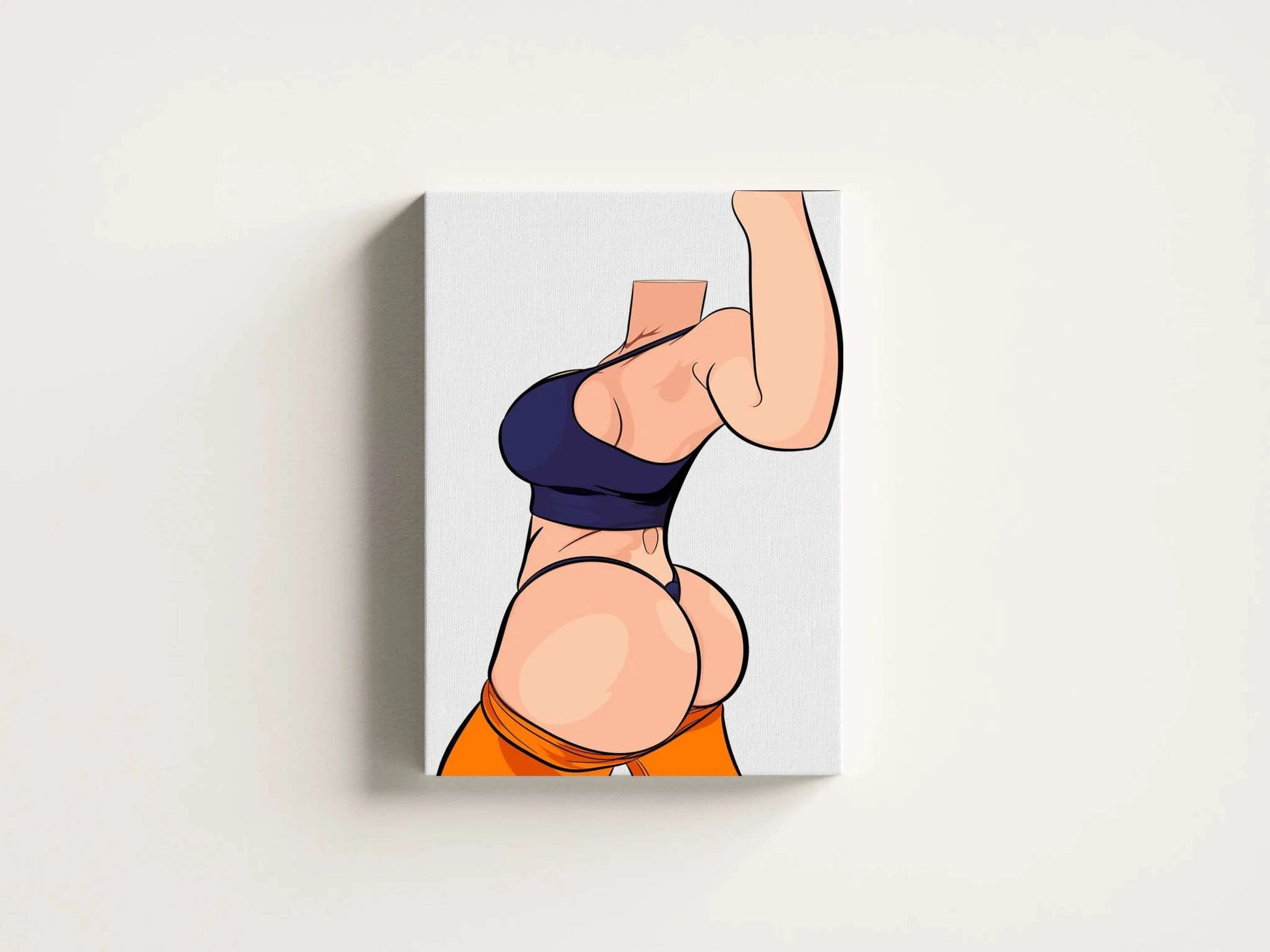 Headless female figure digital art on canvas, Baked Art Model 71, customizable high-quality print.