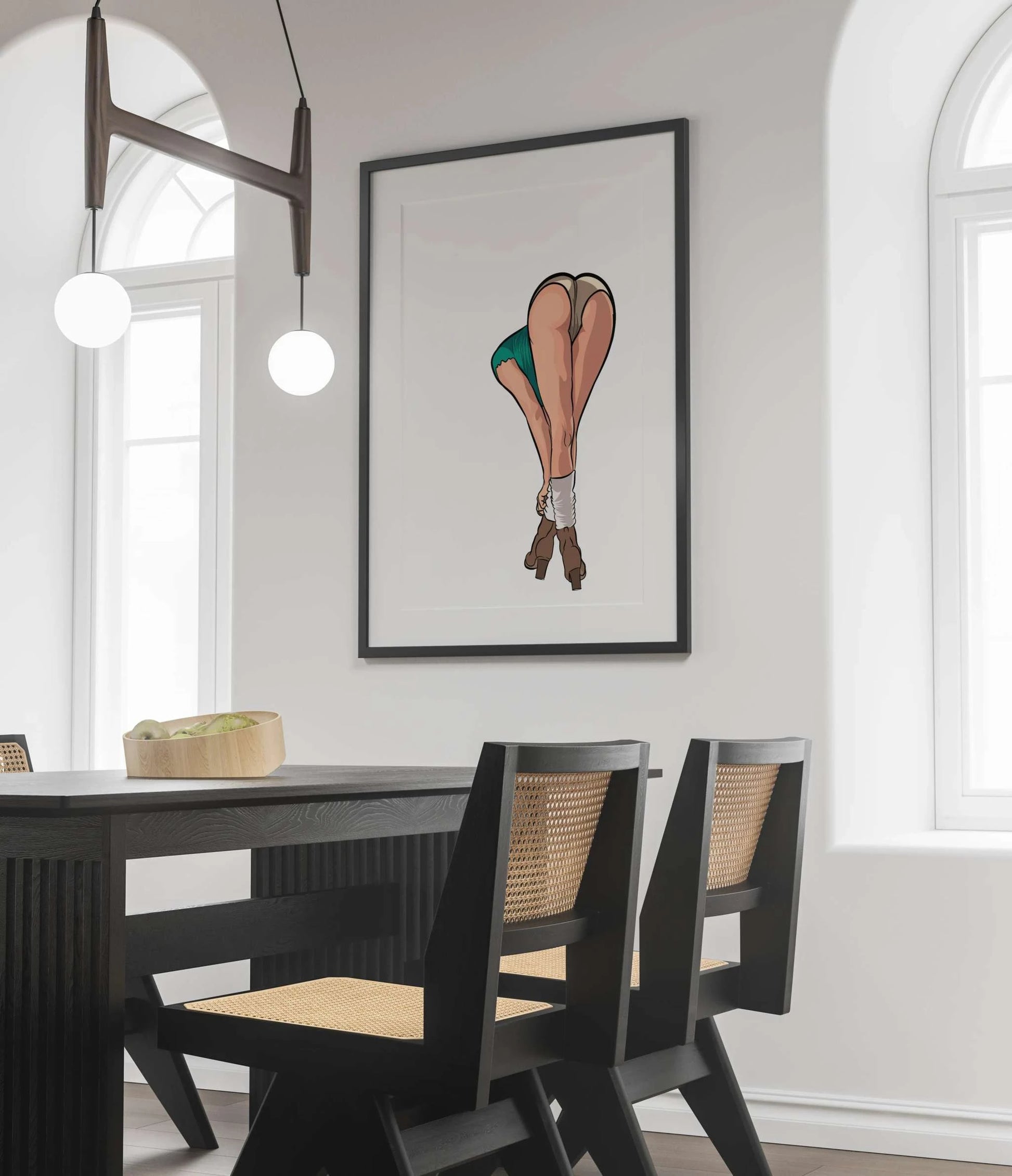 Baked Art - Model 72 digital artwork in a modern dining room setting.