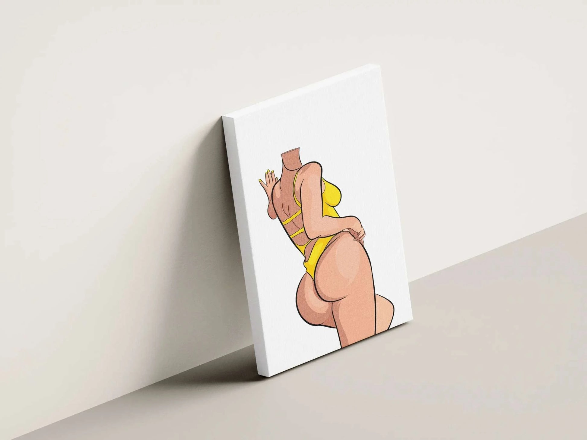 Digital illustration of Lingerie Model 73 by Baked Art, featuring vibrant colors and bold curves on a canvas.