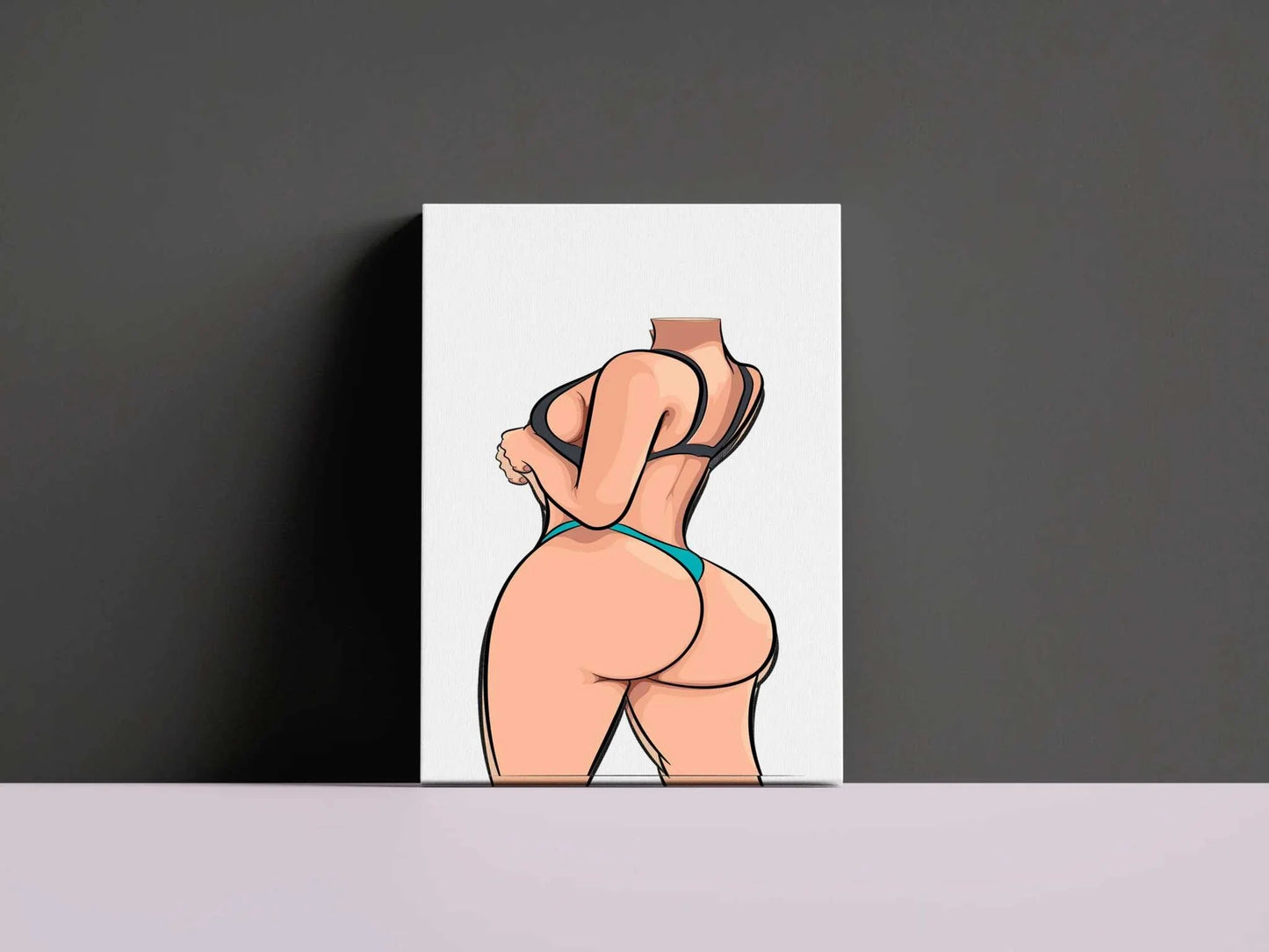 Digital artwork "Lingerie Model 75" featuring vibrant colors and bold lines, part of the Baked Art collection.