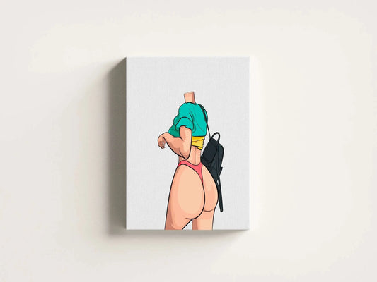 Vibrant digital art of Lingerie Model 77 with bold lines, perfect for projects.